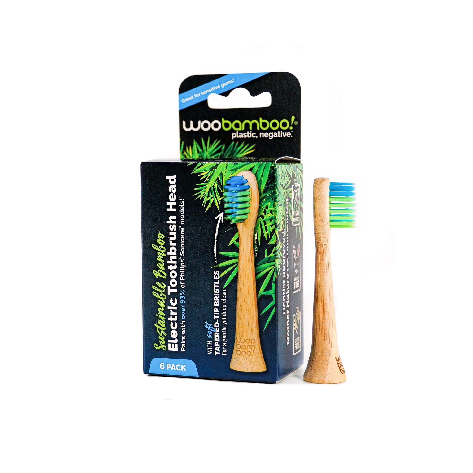 Eco-Friendly Bamboo Electric Toothbrush Replacement Heads - Soft Bristles, BPA-Free, Sustainable & Biodegradable (6-Pack) | Perfect for Sensitive Teeth & Eco-Conscious Oral Care