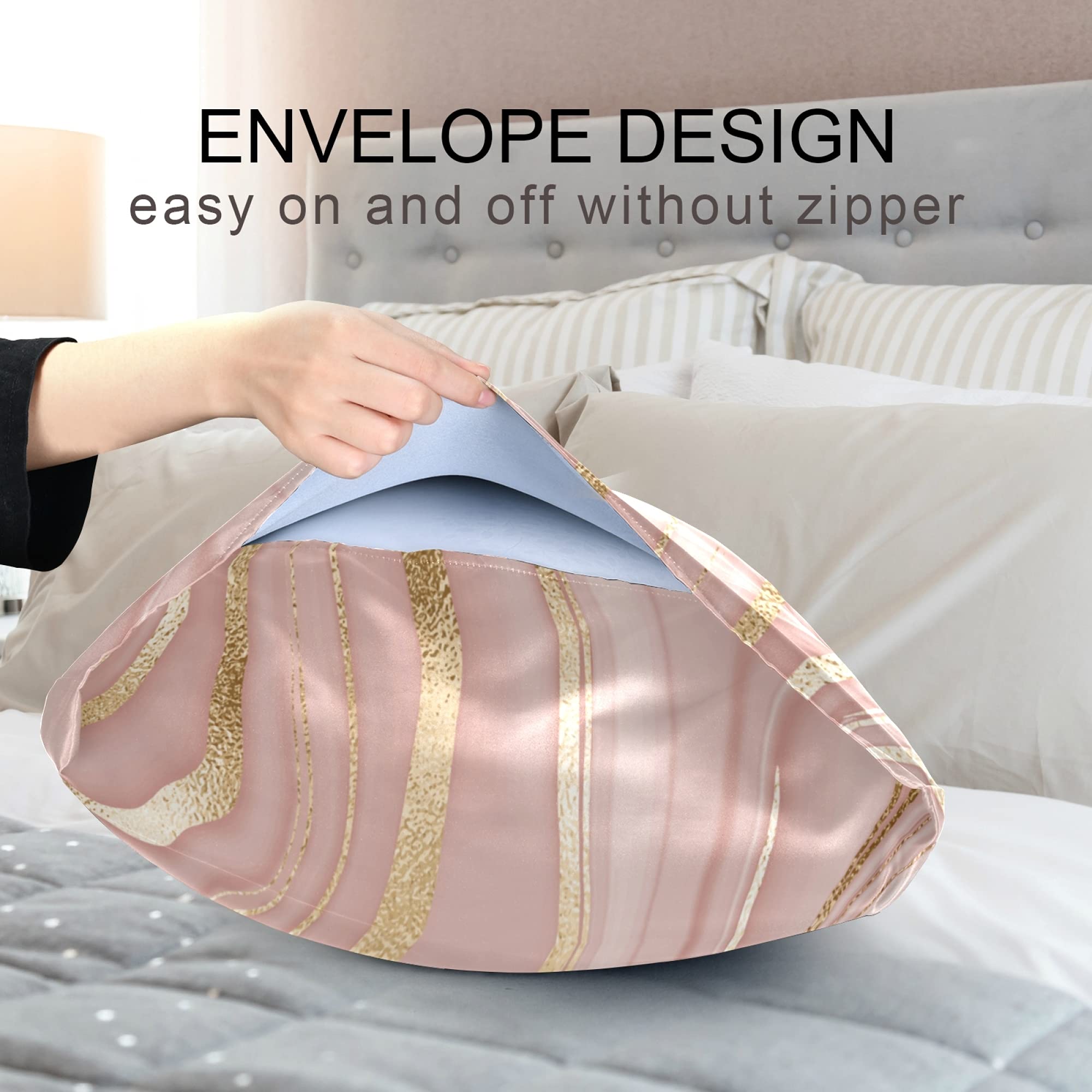 Rose Gold Satin Pillowcase for Hair & Skin Care - 20x26 Inch Silk Pillow Case with Envelope Closure, Hypoallergenic & Anti-Frizz (1PC) - Perfect for Beauty Sleep, Travel & Home Decor