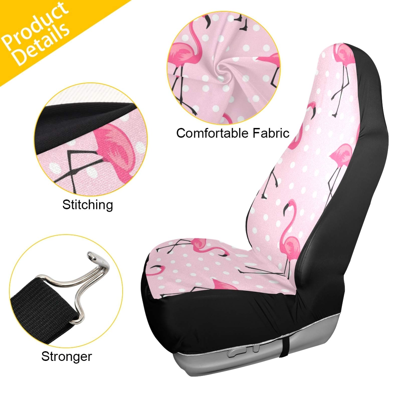 Pink Flamingo Car Seat Covers - Universal Non-Slip Auto Seat Protector, Breathable & Stain Resistant Vehicle Seat Cover for Cars, Vans, SUVs - Perfect for Road Trips, Daily Commutes & Pet-Friendly Rides