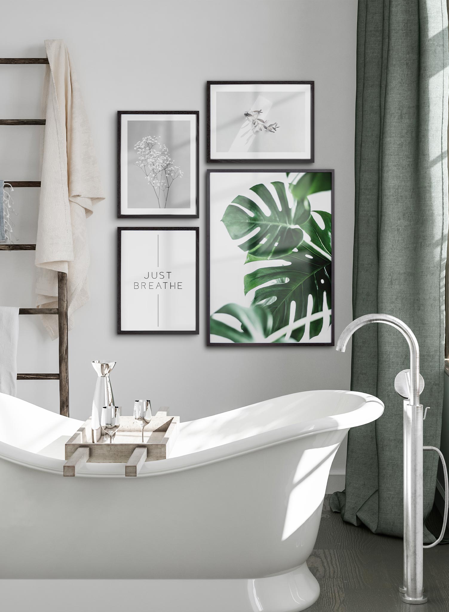 Nature Themed Bathroom Set - Eco-Friendly Shower Curtain, Bath Mat & Accessories for Spa-Like Relaxation | Perfect for Zen Bathroom Decor & Nature-Inspired Home Design
