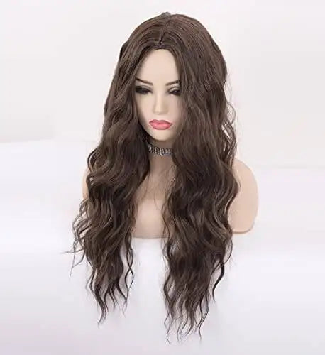 Long Wavy Synthetic Wig with Natural Center Part - Perfect for Cosplay, Halloween, and Daily Fashion Styling