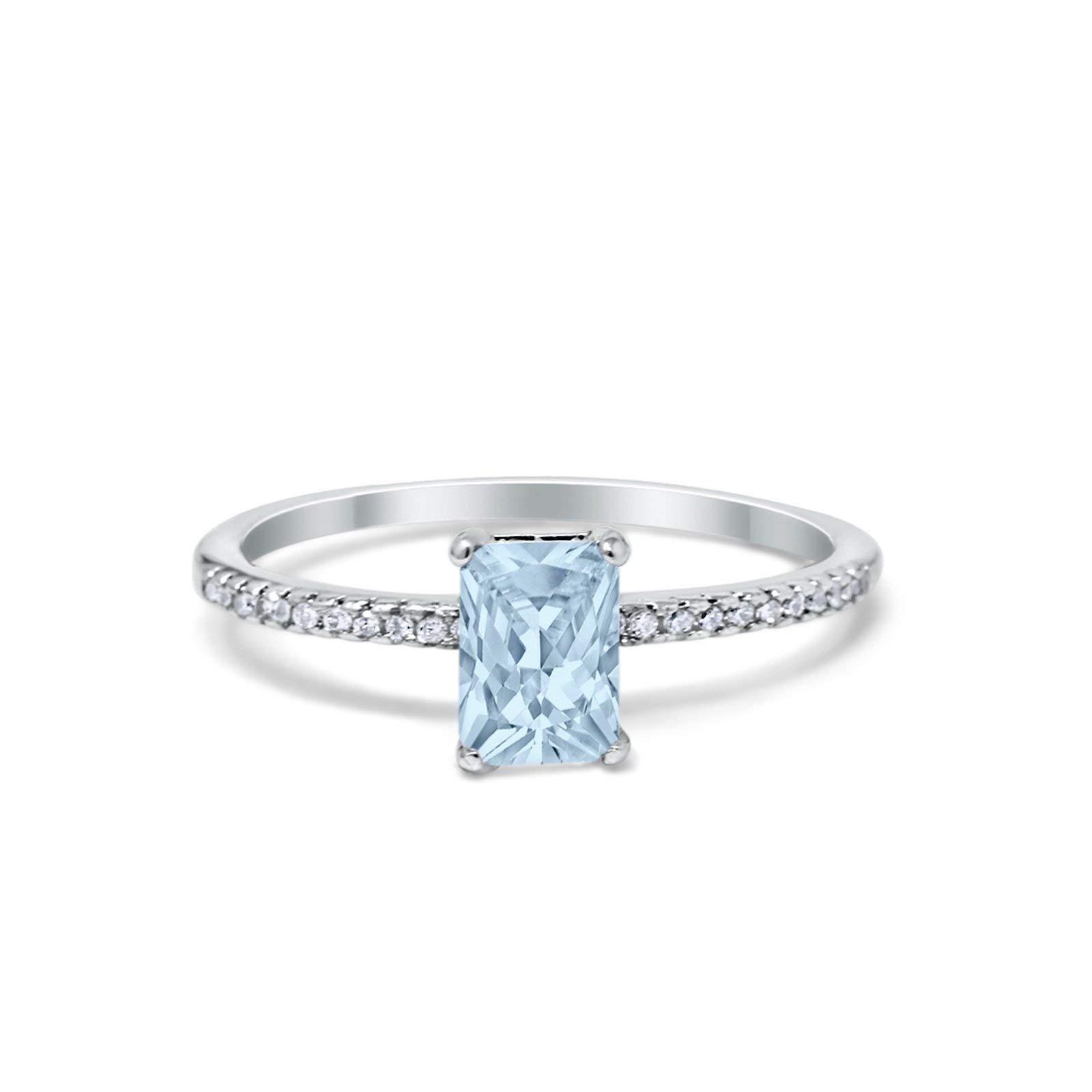 Blue Apple Co. Art Deco Radiant Cut Wedding Engagement Ring - 925 Sterling Silver Round Cubic Zirconia for Women - Perfect for Proposals, Anniversaries & Special Occasions