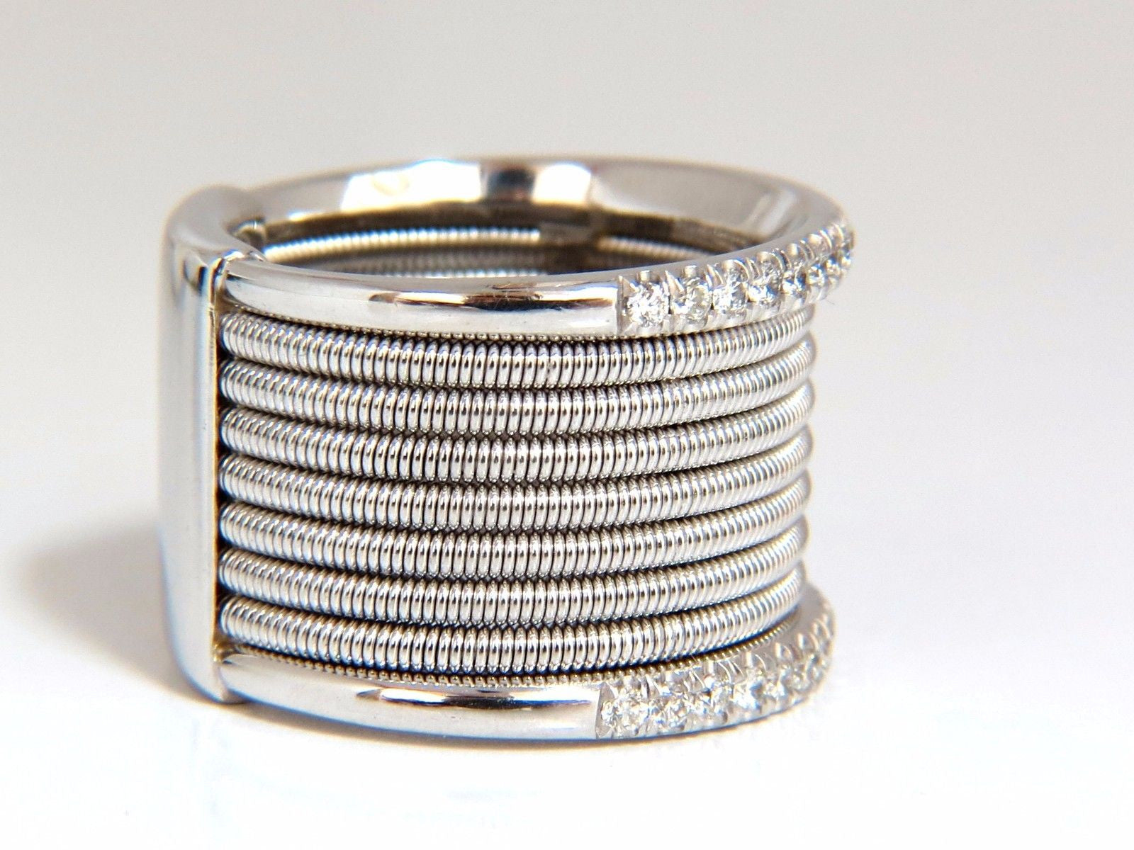 0.50ct Natural Round Bead Set Diamond Wide Band 18K Gold Coil Wrap Stackable Ring for Women - Perfect for Stacking, Layering & Everyday Elegance