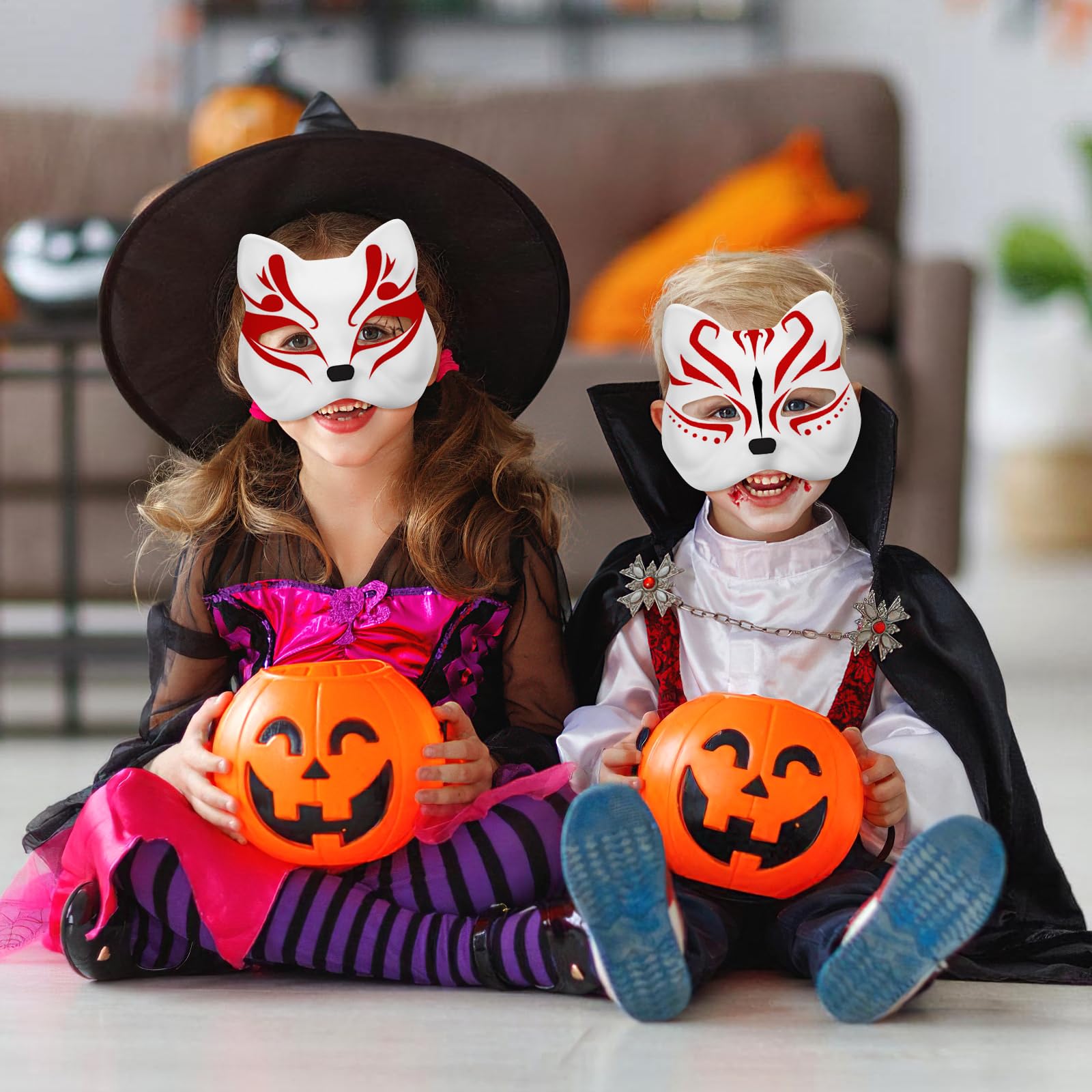 SAFIGLE 8-Piece Unpainted White Cat Mask Set - DIY Animal Face Masks for Kids, Halloween Costume, Party Favors, Arts & Crafts Projects - Perfect for Painting, Graffiti, and Creative Play