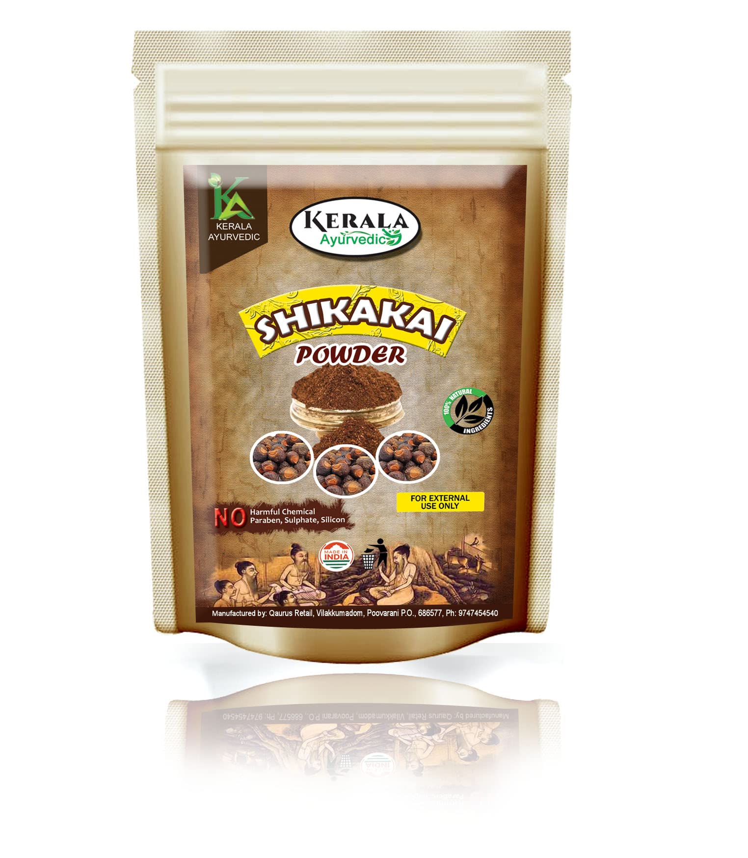 Kerala Ayurvedic 100% Natural Organic Shikakai Powder (Acacia Concinna) - Best Herbal Hair Conditioner for Shine & Growth - 100g | Perfect for DIY Hair Wash & Ayurvedic Hair Care Routine
