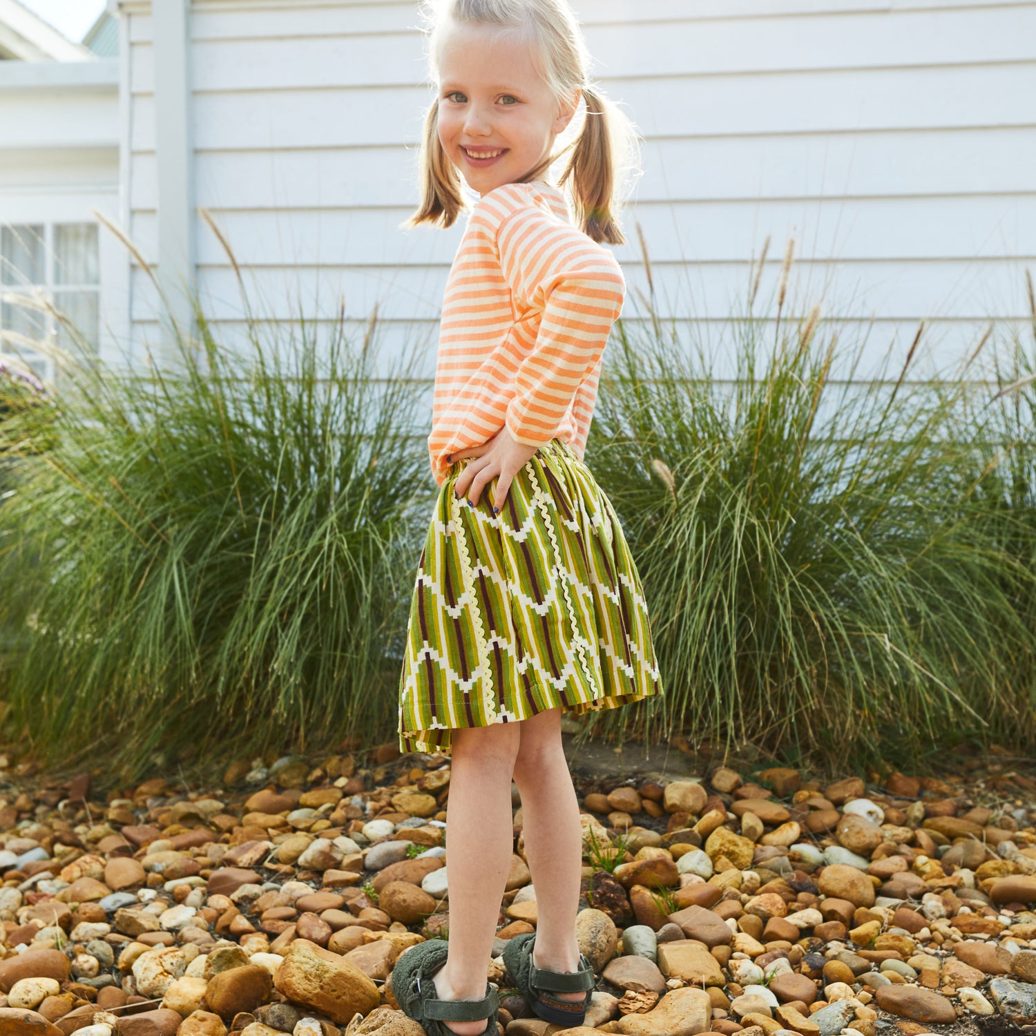 Nisha Girls' Floral Print Skirt - Soft Cotton A-Line Skirt for Toddlers & Kids - Perfect for School, Parties & Playtime