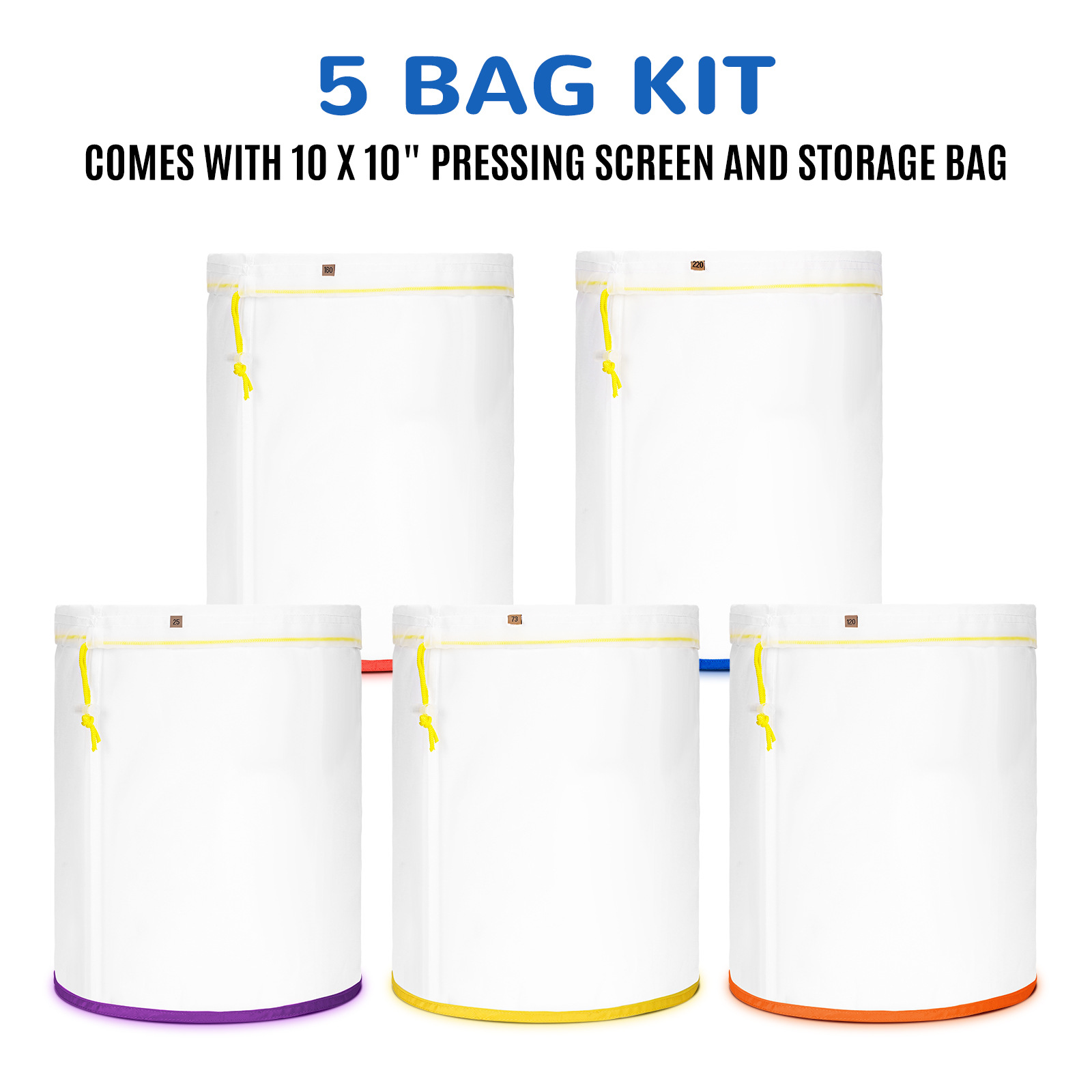 5 Gallon Bubble Hash Bags - Premium Full Mesh Filter Bags for Ice Water Extraction - Durable & Reusable for Making Hash, Rosin, and Concentrates at Home or Commercial Use