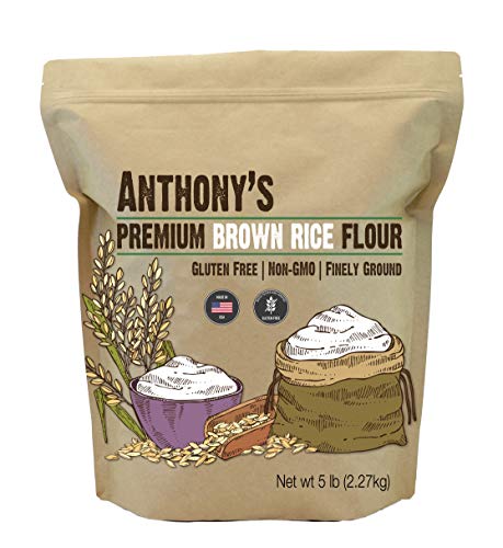 Anthony's Organic Brown Rice Flour 5 lb - Gluten Free, Non-GMO, Batch Tested & Verified - USA Grown - Perfect for Baking, Cooking, and Gluten-Free Recipes