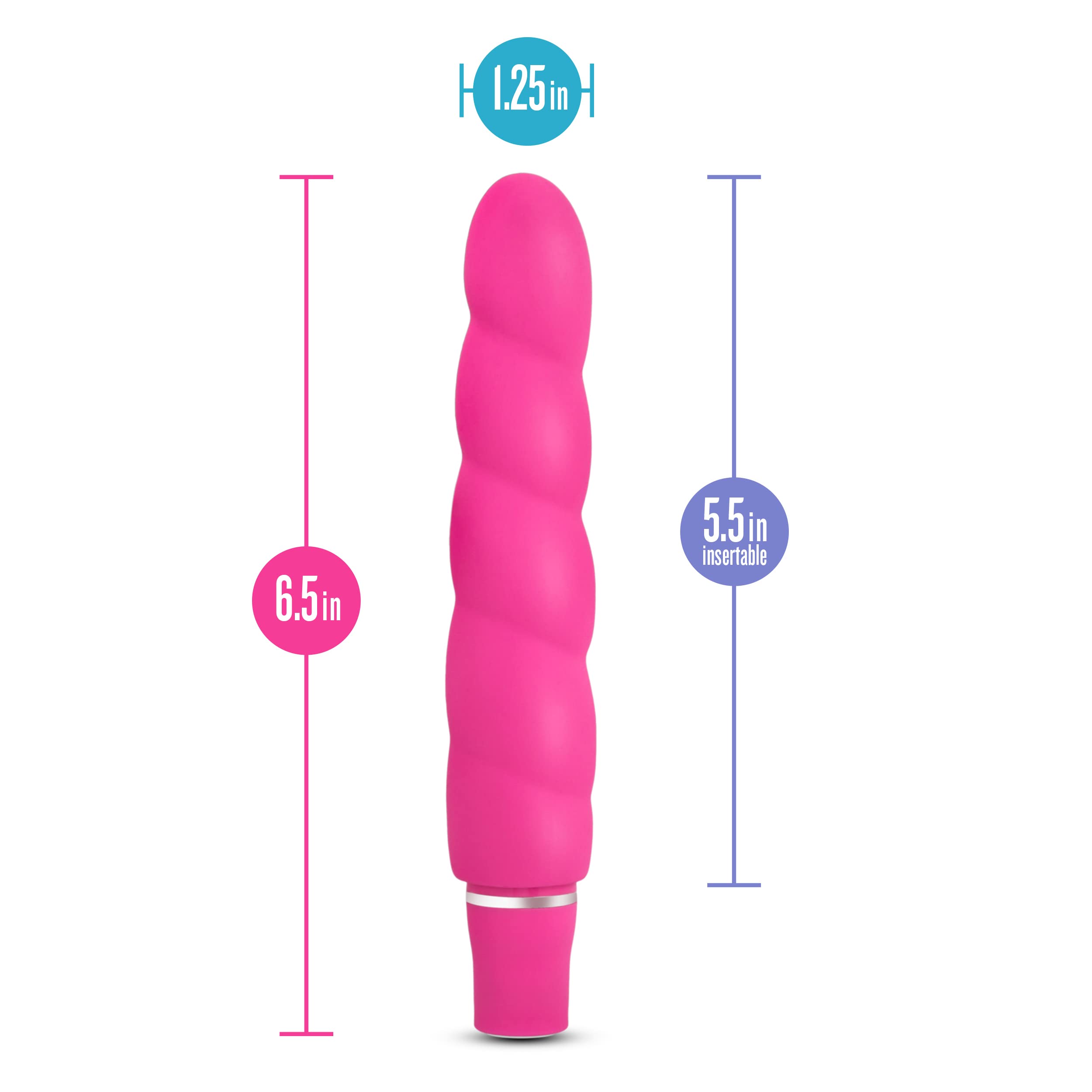 Blush Novelties Luxe Anastasia - 6.5 Inch 10-Speed Vibrating Spiral Platinum Silicone AA Battery Powered Vibrator - Ribbed Stimulator for G-Spot & Clitoral Pleasure - IPX7 Waterproof Sex Toy for Women & Couples - Pink - Perfect for Shower Play & Sensual Massage