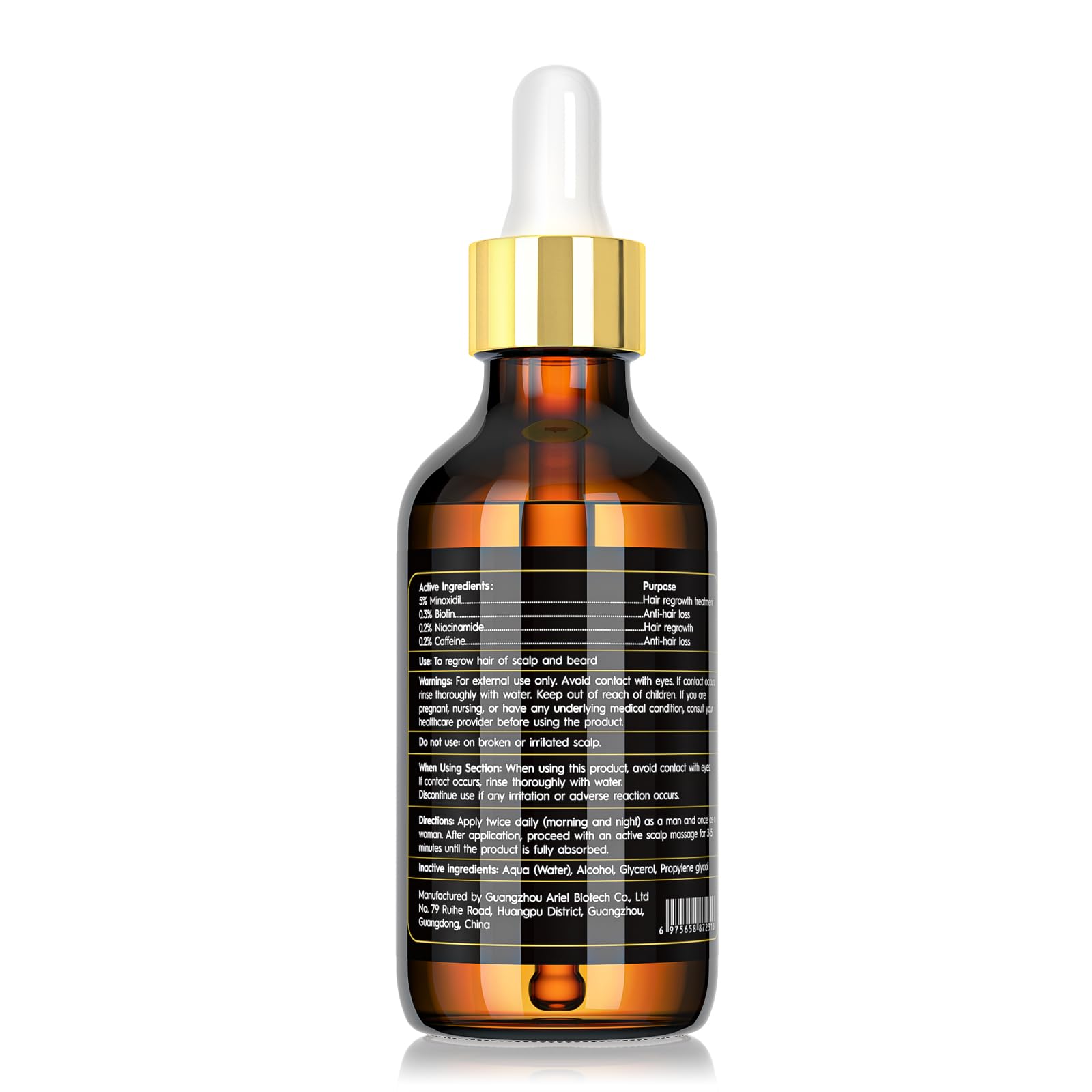 2-Pack 5% Minoxidil Hair Growth Serum for Men & Women - Hair Regrowth Treatment for Stronger, Thicker, Longer Hair - Beard & Facial Hair Growth Solution - Best for Hair Loss Prevention & Thinning Hair Care at Home