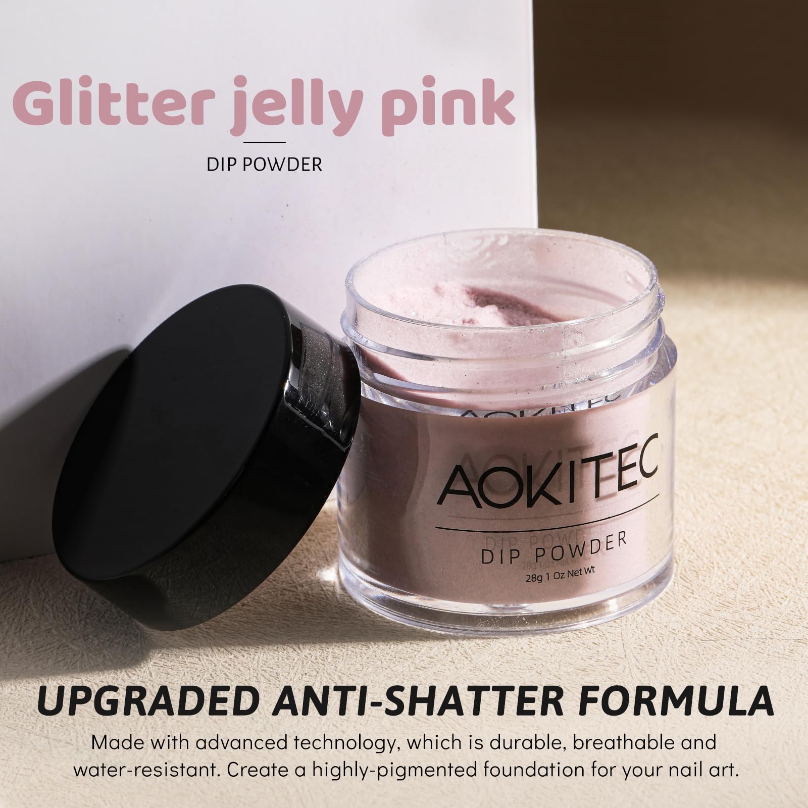 **Aokitec Glitter Jelly Pink Dip Powder - 1Oz Sweet Color Nail Dip Powder for Professional & DIY Nail Art, French Manicure, No UV Lamp Needed - Perfect for Salon, Home, Parties & Special Occasions**