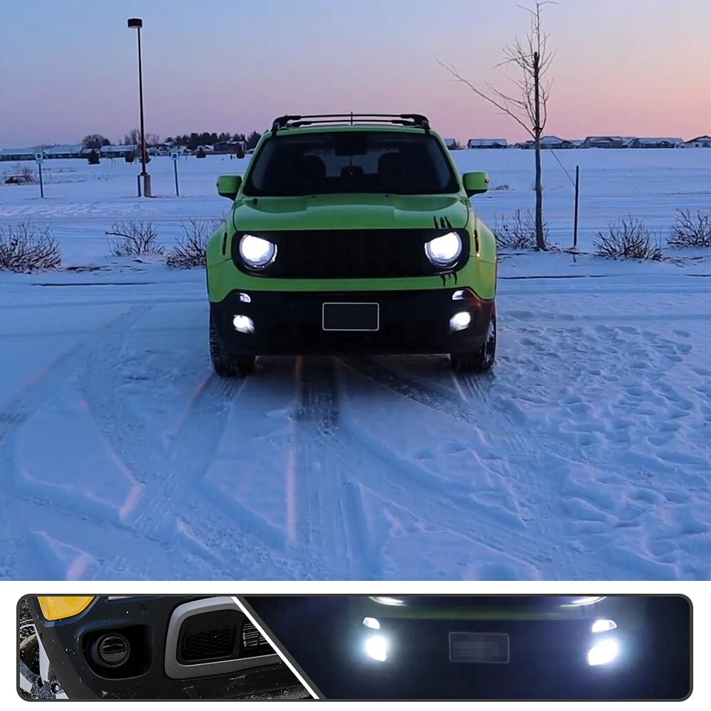 2Pcs Universal 3.5-inch LED Fog Lights for Jeep Renegade Cherokee KL Compass - OEM Replacement Fog Lamps - Durable Off-Road Lighting for Night Driving & Bad Weather Conditions