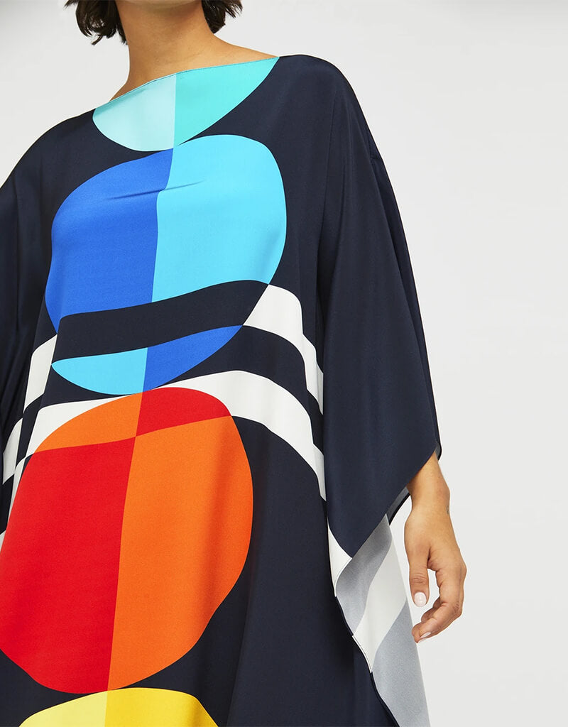 Premium Black Silk Crepe Kaftan Dress - Elegant Long Sleeve Loose Fit Tunic for Women | Perfect for Beach Coverups, Resort Wear & Boho Chic Outfits