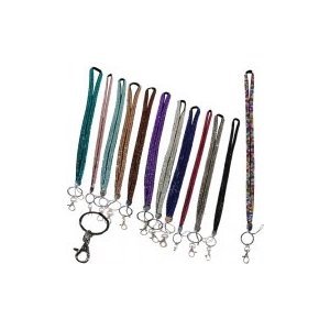 5 Pcs Rhinestone Crystal Bling Badge ID Holder Key Lanyard - Stylish & Durable for Work, Events, Party Accessories (Multiple Colors)