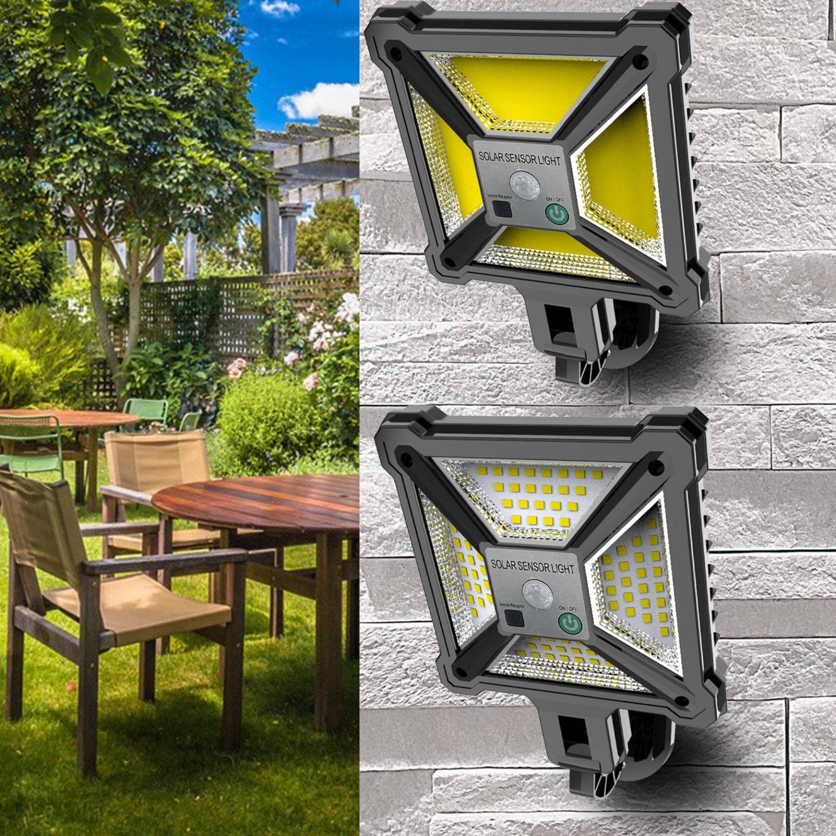Crazypig Solar Outdoor Lights - Waterproof Motion Sensor Solar Powered Security Lights with Remote Control, 3 Modes for Fence, Yard, Garden, Patio & Front Door - Ideal for Nighttime Safety and Landscape Lighting