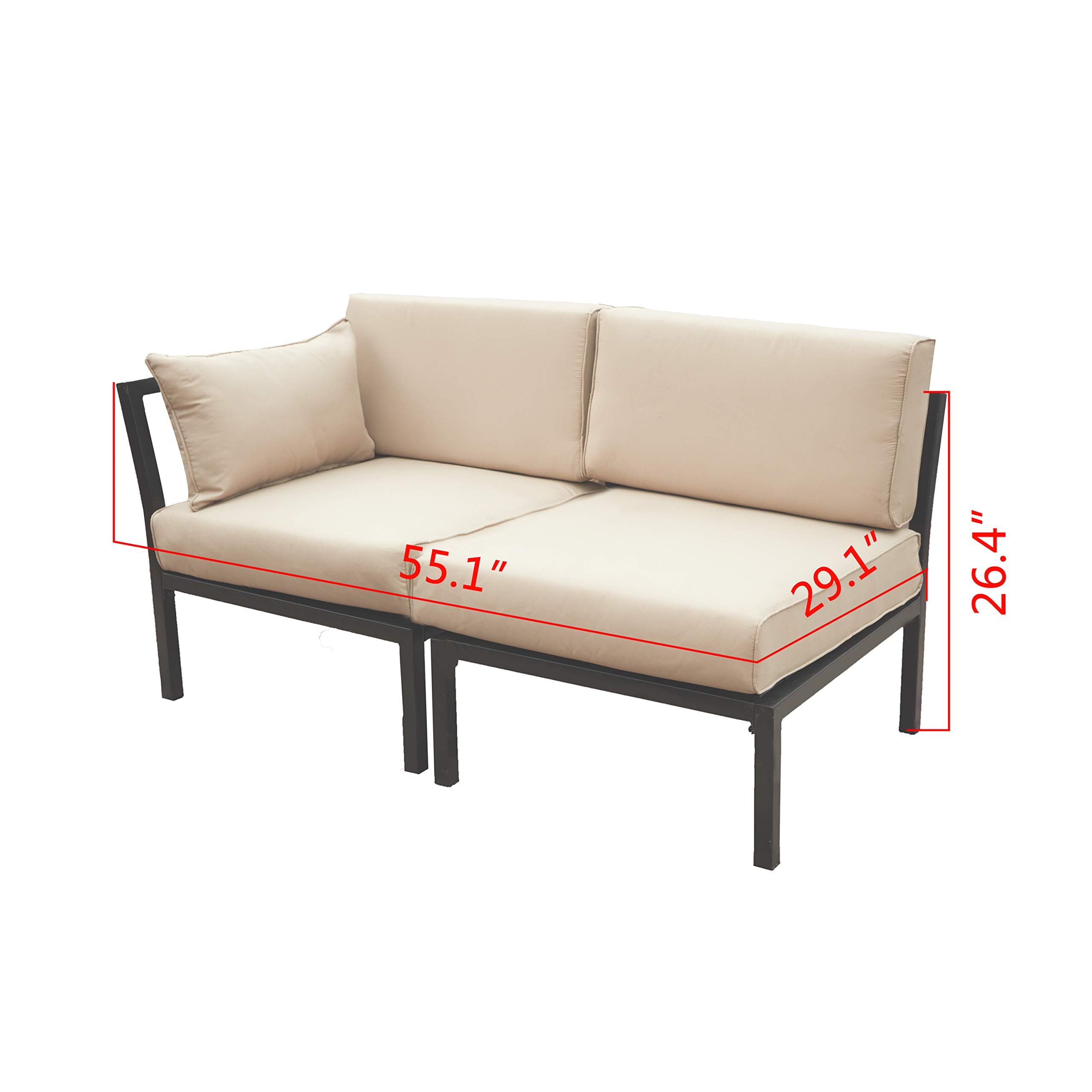 PatioFestival 2-Piece Outdoor Metal Conversation Set - 2-Seat Sectional Sofa with Cushions for Garden, Lawn, Poolside - Perfect for Relaxing & Entertaining on Your Patio or Deck