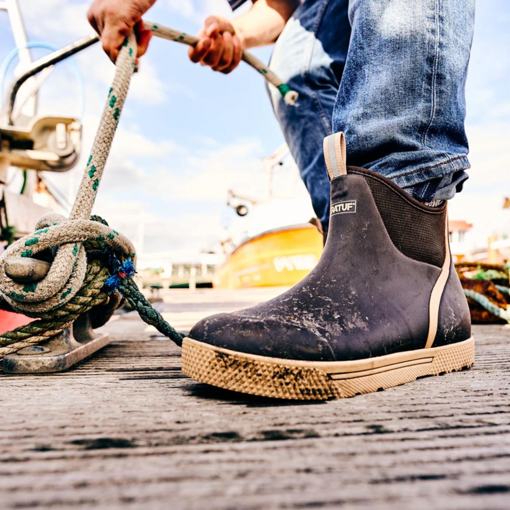 6 Wheelhouse Ankle Deck Boots for Men - Waterproof Work Boots with Slip-Resistant Sole - Perfect for Construction, Hiking & Outdoor Activities