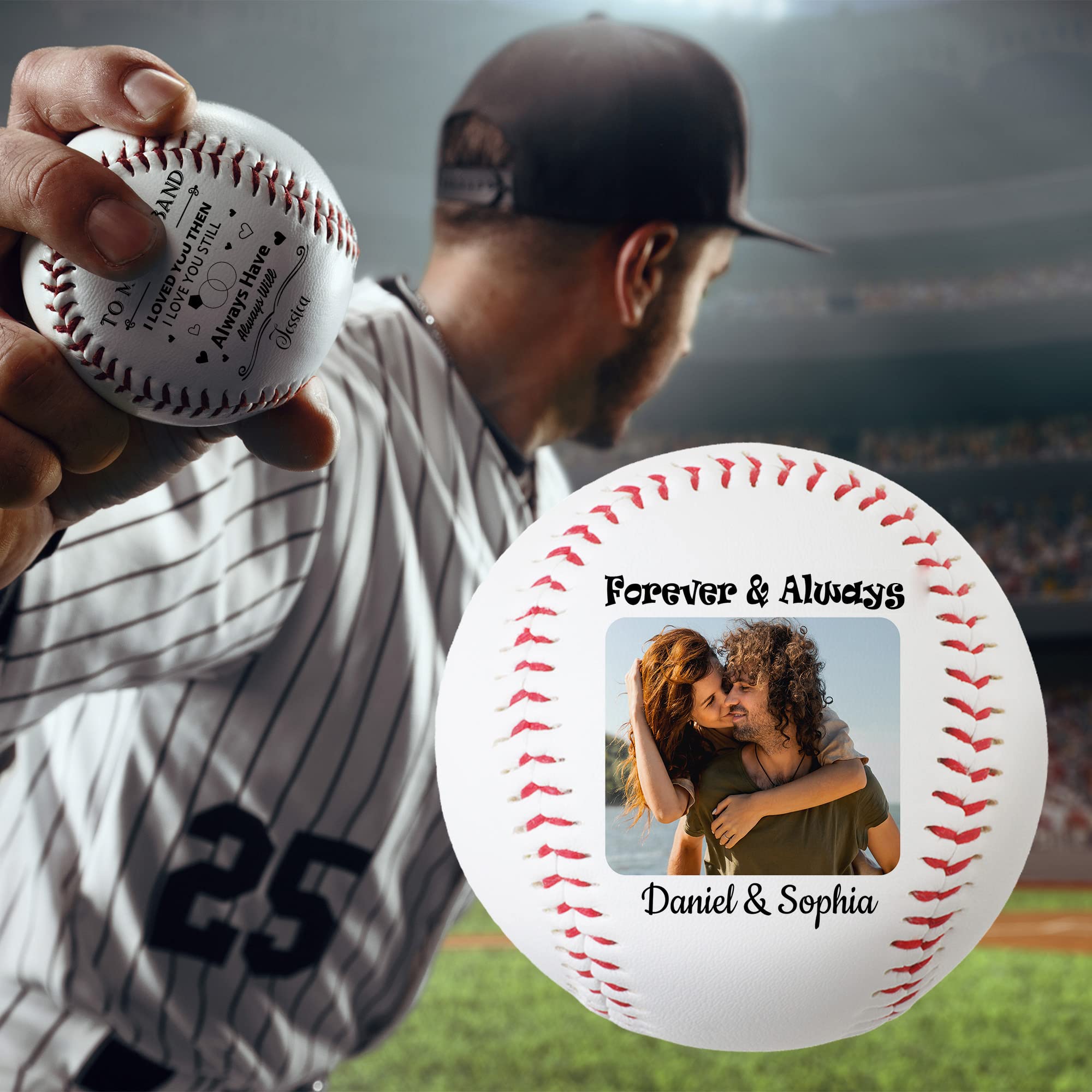Personalized Custom Photo Baseball Gifts for Men - Engraved Husband, Dad & Son Baseball Keepsake - Unique Birthday & Graduation Present for Him - Perfect for Father's Day, Sports Memorabilia Collection & Family Gift Giving