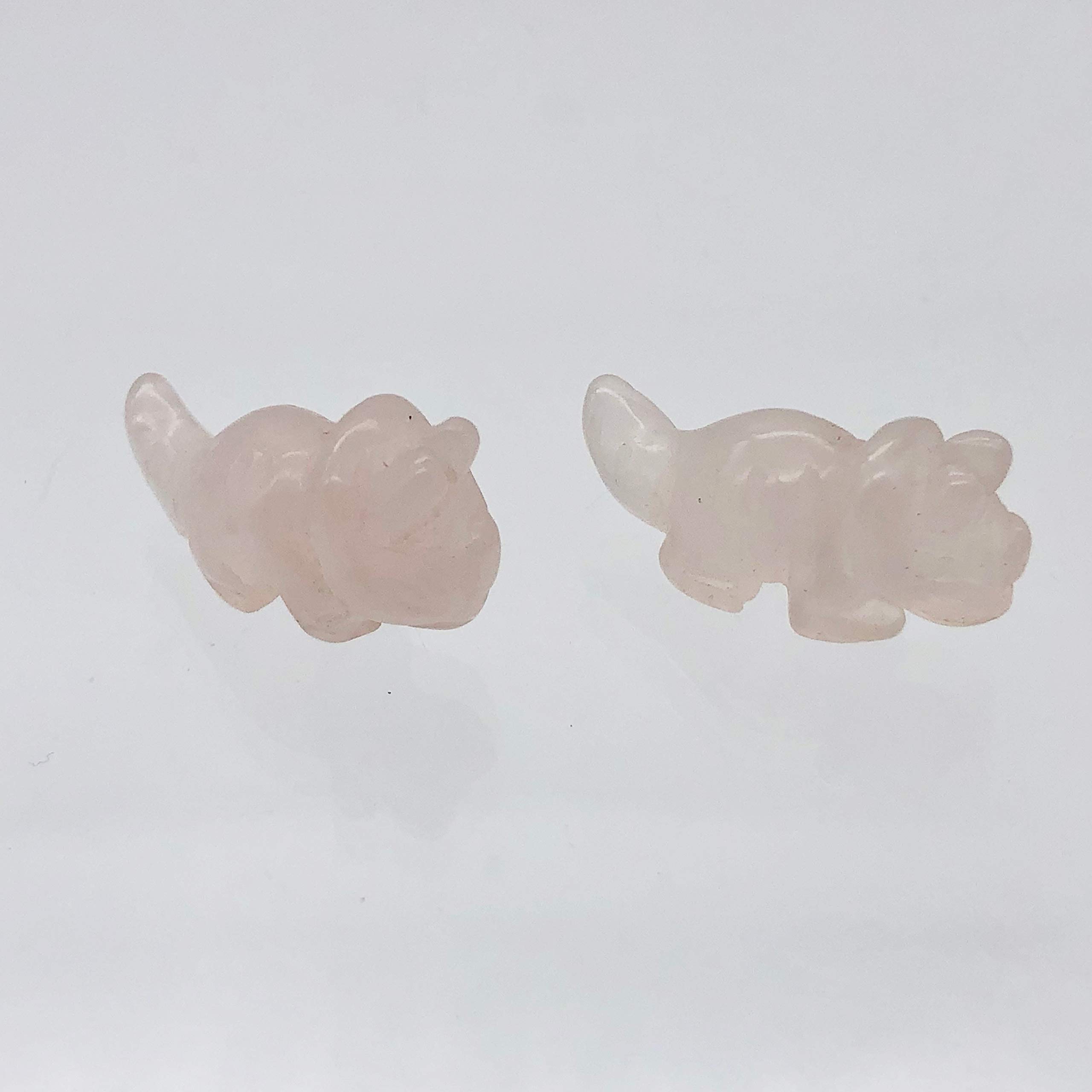 Pink Dinosaur Rose Quartz Triceratops Figurine - Healing Crystal Worry Stone for Stress Relief, Anxiety & Meditation - Perfect for Home Decor, Office Desk & Gift Giving