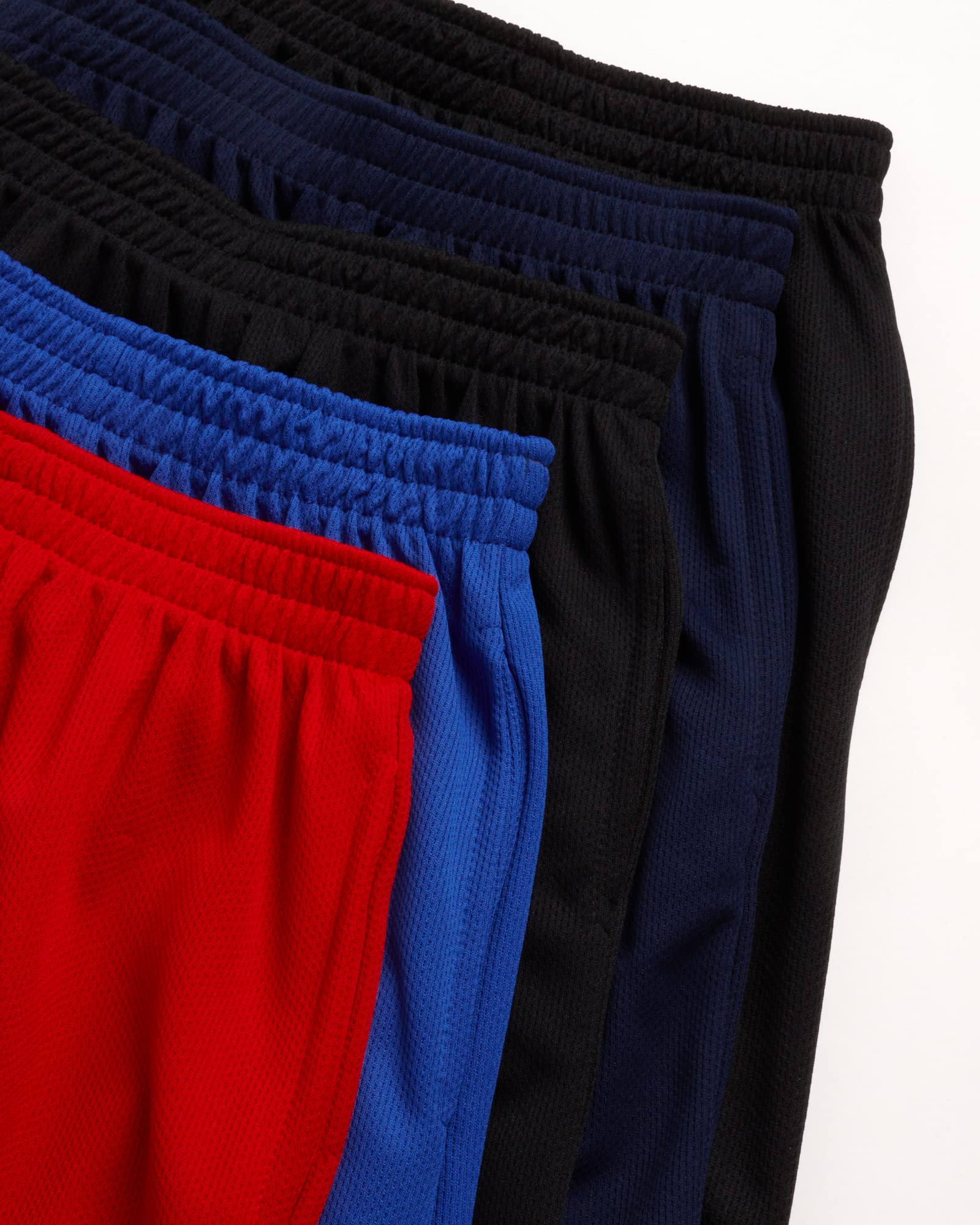 Mad Game Boys' 5-Pack Mesh Performance Basketball Shorts with Pockets - Breathable Athletic Shorts for Youth (Sizes 8-18) - Perfect for Basketball, Gym, Running & Casual Wear
