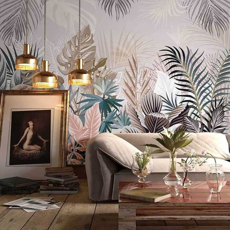 Tropical Plants Rainforest Leaves Wallpaper Mural - Nature-Inspired Home Decor for Living Room, Bedroom & Office