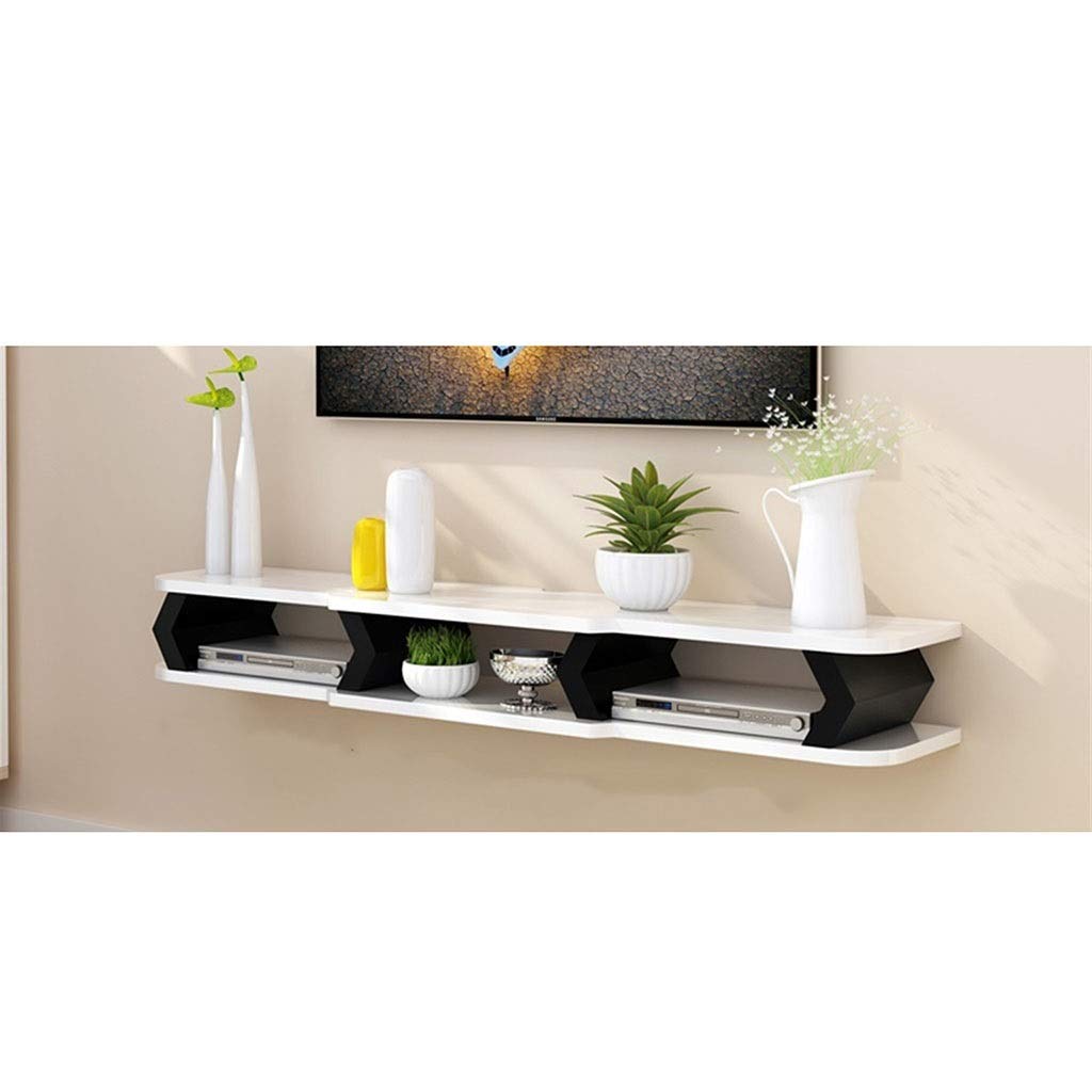 Wall-Mounted Floating TV Shelf - 130cm White Open Storage Rack for Living Room & Bedroom - Perfect for TV Set-top Box, Media Storage & Room Partition - Space-Saving Wall Mount Shelf for Modern Home Decor