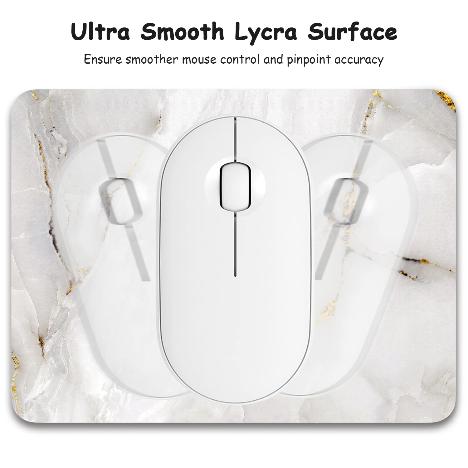 Dapesuom Small Mouse Pad 6 x 8 Inch - Mini Non-Slip Rubber Base Waterproof Mouse Mat for Wireless Mouse & Laptop - Cute White Marble Design for Women & Men - Perfect for Home Office, Gaming & Travel Use