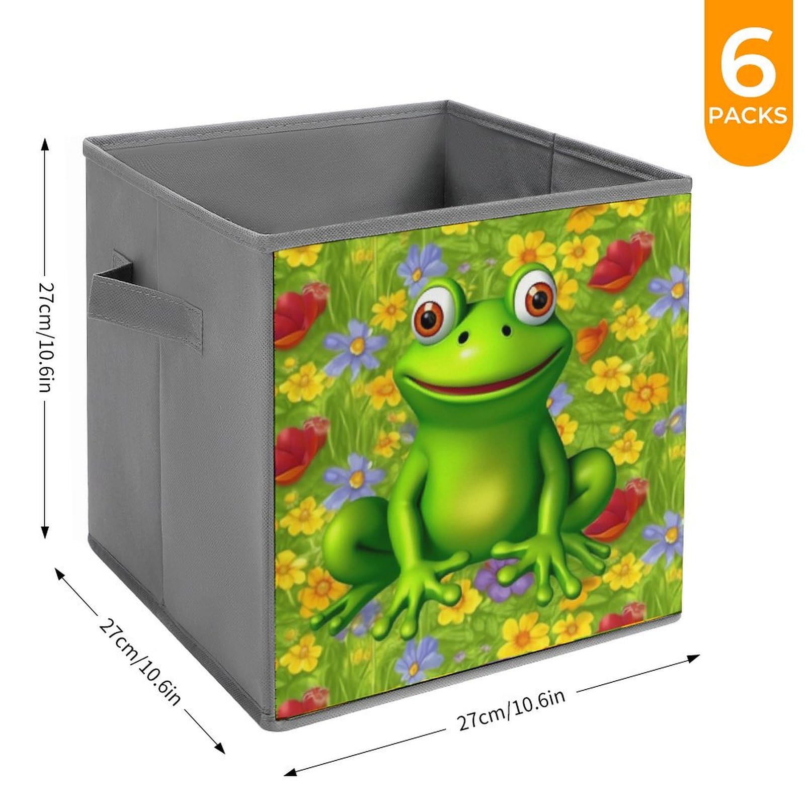 6-Pack Collapsible Frog Storage Bins with Handles - Large Closet Organizer, Clothing Storage Boxes for Home Organization | Perfect for Bedroom, Nursery, Kids Room & Laundry Room Storage