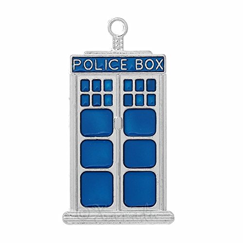 Doctor Who Blue Police Box Tardis Charm - 50mm Jewelry Making Supplies for Bracelets & Necklaces (5-Piece Set) - Perfect for Cosplay, DIY Crafts, and Sci-Fi Fan Gifts