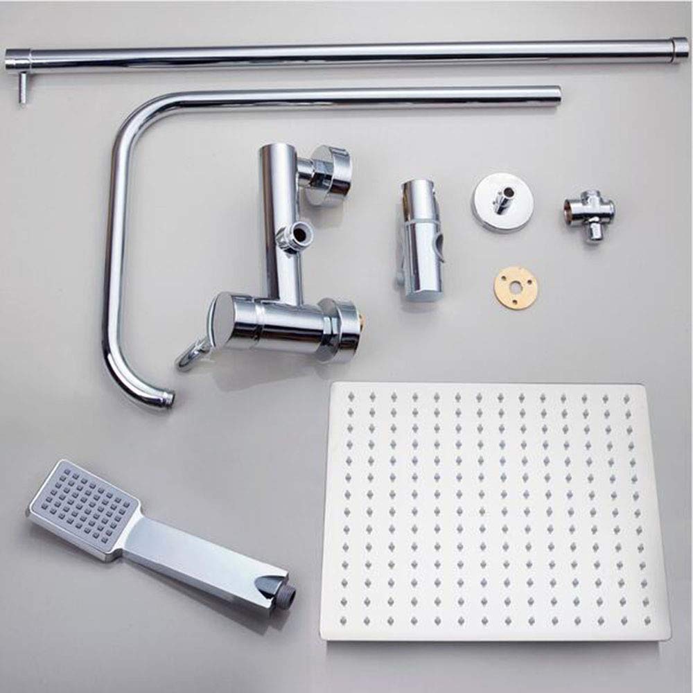 LED Shower Head Set - Chrome Brass Rain Waterfall Wall Mounted Shower Faucet with ABS Handheld Shower for Bathroom | Perfect for Spa-Like Relaxation & Water Saving