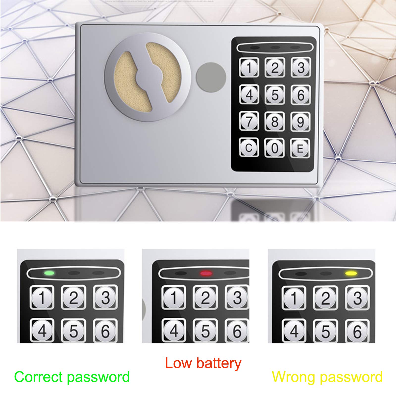Digital Security Safe Box with Key & Electronic Lock - 0.17 Cu Ft Home Office Hotel Cash Jewelry Storage Safe (Ochre Yellow) | Ideal for Valuables Protection in Bedroom, Business & Travel