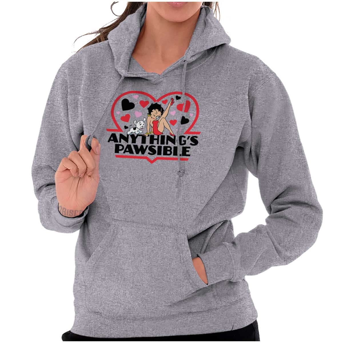 Betty Boop 'Anything's Possible' Pun Hoodie Sweatshirt for Women | Cute Cartoon Graphic Pullover | Casual Outfit & Lounge Wear