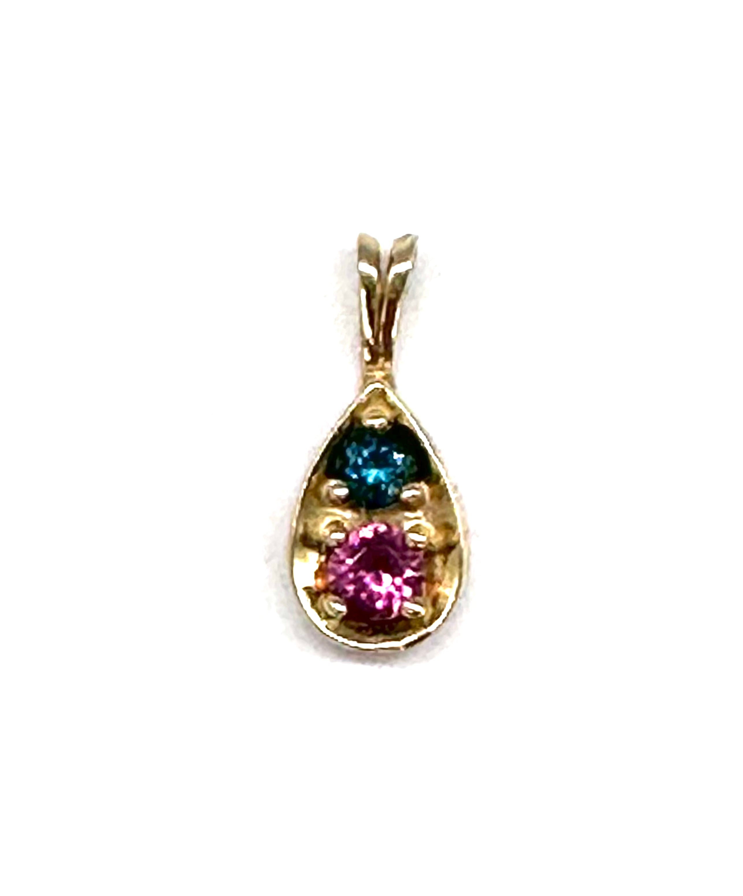 Elegant Pink and Blue Stone Teardrop Pendant Necklace - Perfect for Women's Jewelry Gift, Party & Wedding Accessories