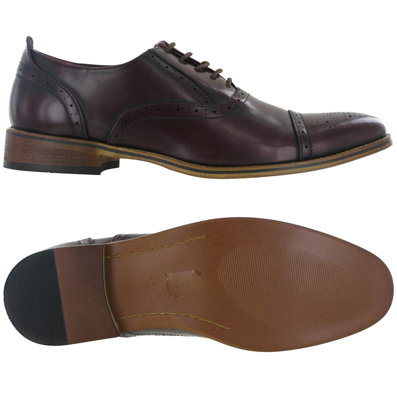 Men's Classic Capped Lace-Up Oxford Brogue Dress Shoes - Formal & Business Attire for Weddings, Office & Special Occasions