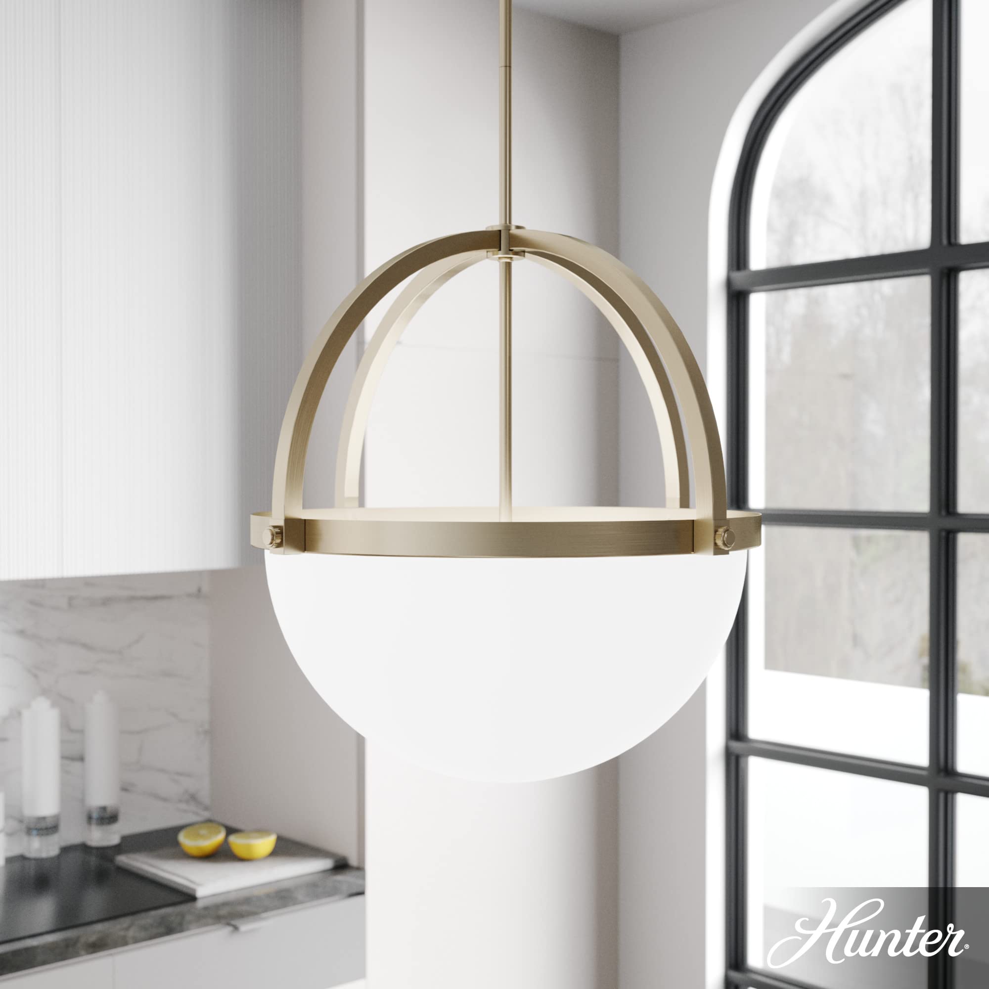 Hunter Fan Company 19238 Wedgefield Pendant Light in Alturas Gold - Modern Ceiling Lighting Fixture for Dining Room, Kitchen Island & Foyer Decor