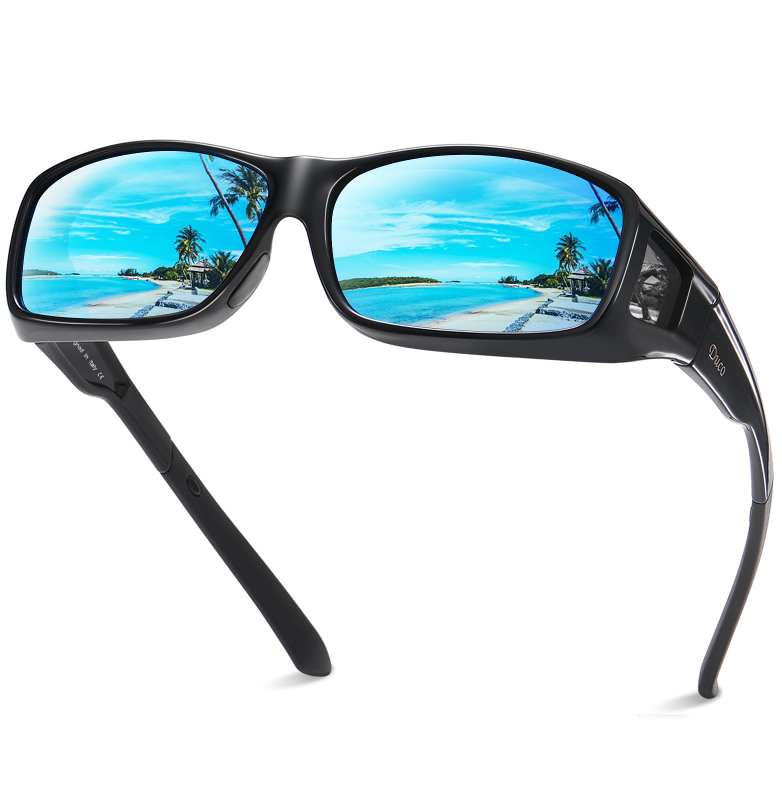 **DUCO Polarized Wrap-Around Fitover Sunglasses for Men & Women - UV Protection, Over Prescription Glasses, Driving & Outdoor Activities**    **使用场景:** Perfect for driving, hiking, fishing, cycling, and everyday sun protection.
