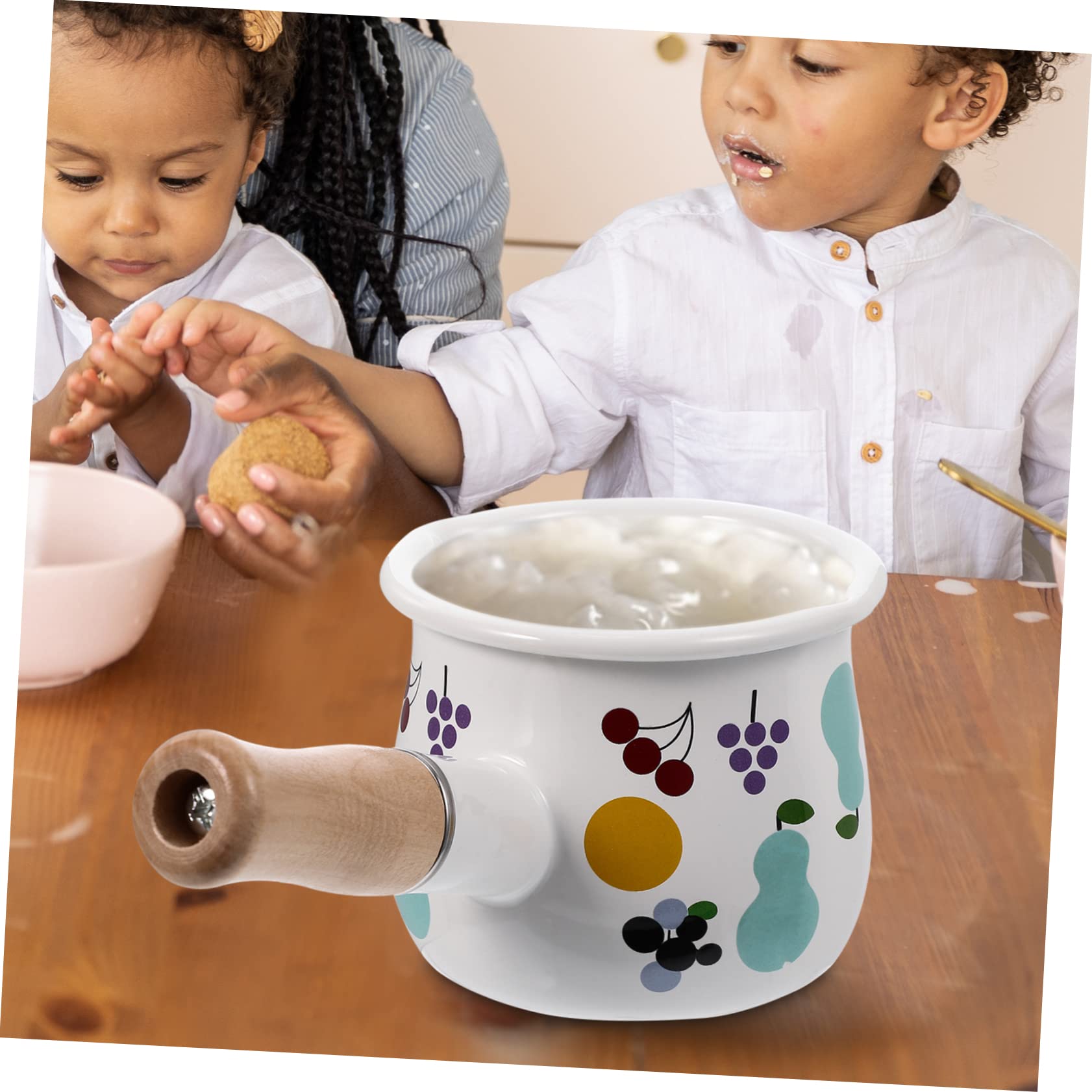 Portable Enamel Butter Warmer & Milk Pan with Handle - Perfect for Baby Food Heating, Melting Butter, and Kitchen Use | Ideal for Home, Camping, and Travel