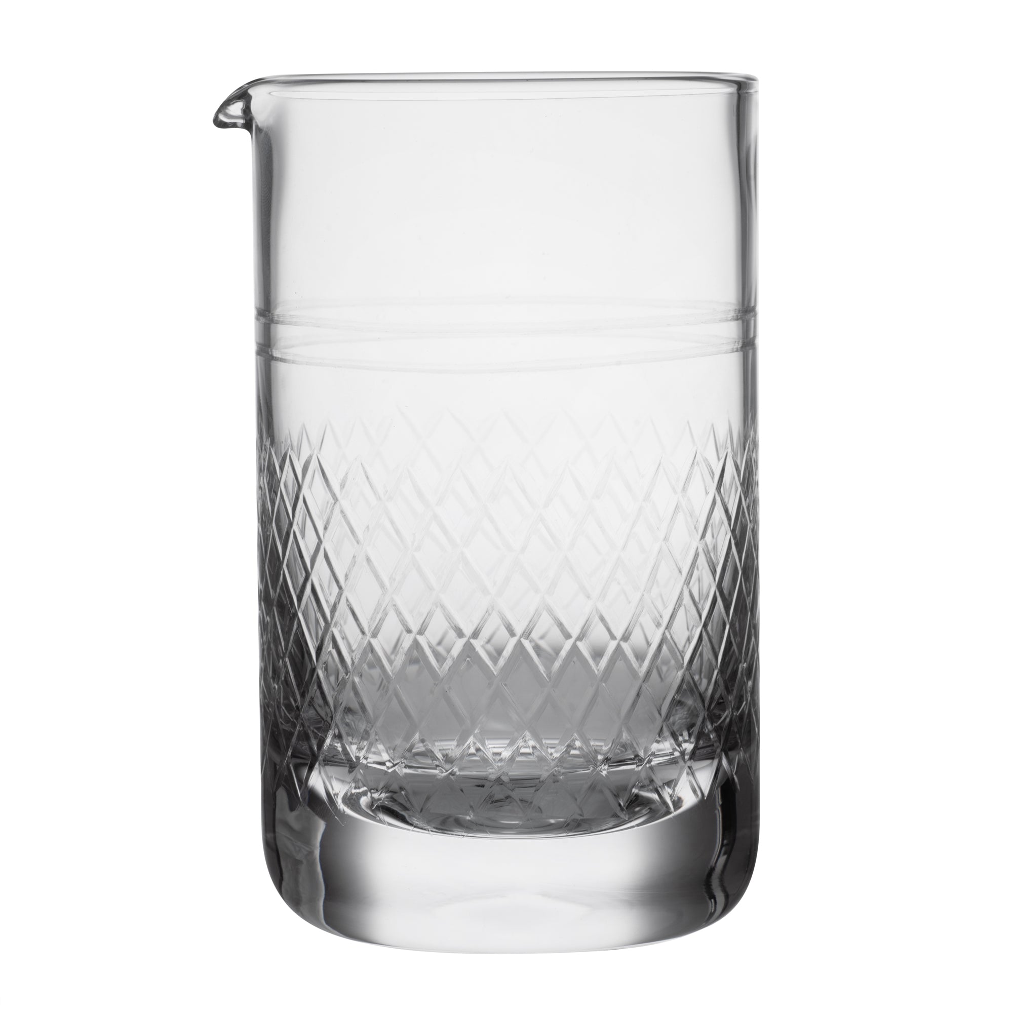 Premium 17 oz Hand Blown Crystal Cocktail Mixing Glass - Diamond Cut Pattern, Bar Lux Brand, 3.75