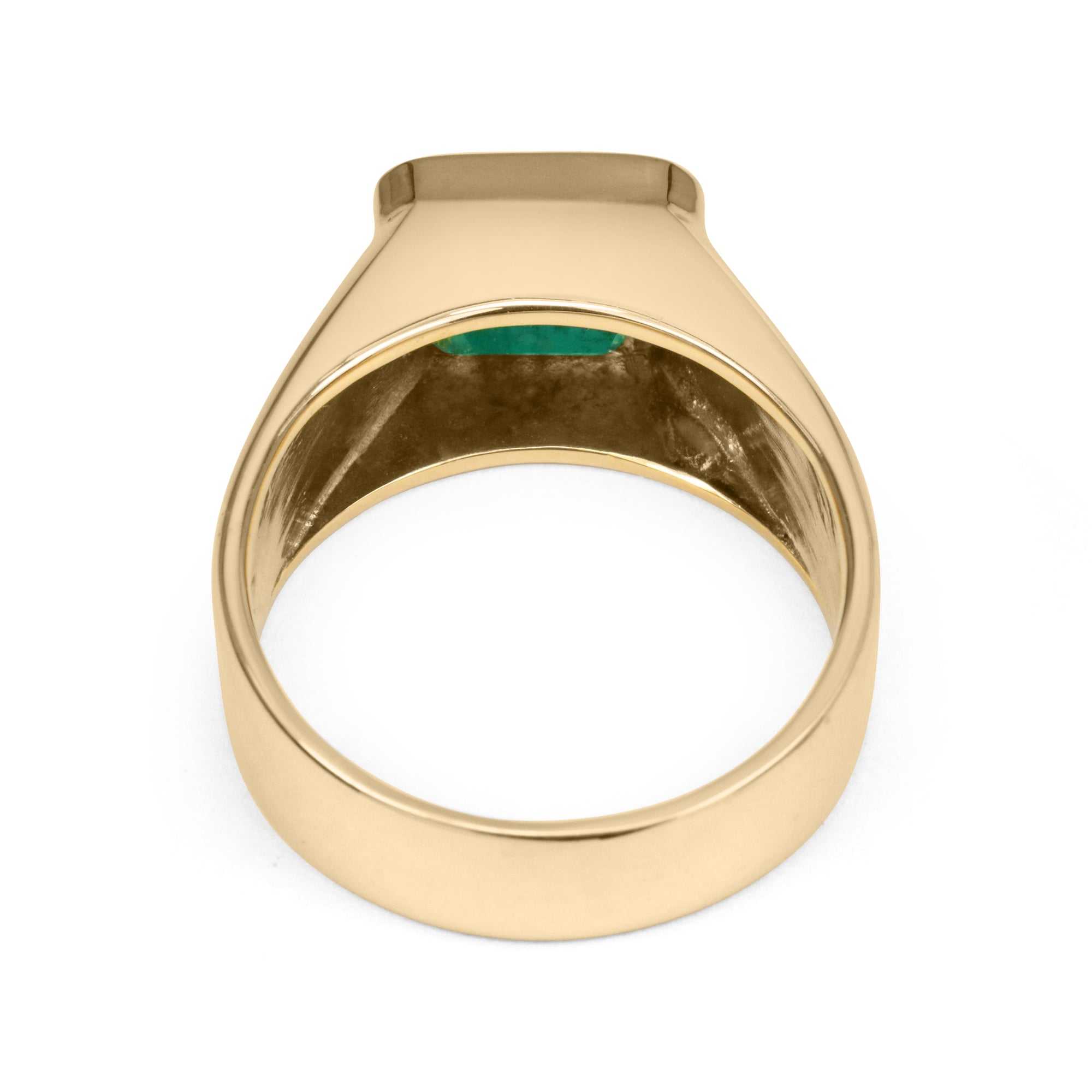 3.20 Carat Chunky East-West Emerald Solitaire Ring for Men in 18K Gold - Luxury Wedding Band, Anniversary Gift & Statement Jewelry for Special Occasions