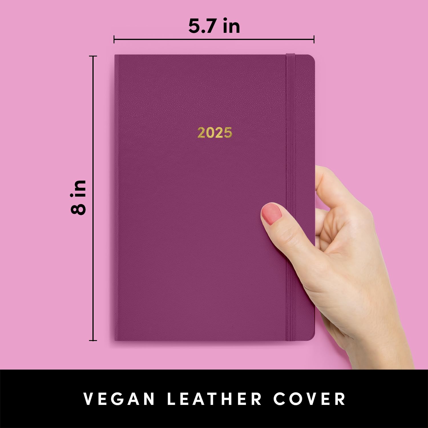 PAPERAGE 2025 Weekly & Monthly Planner Hardcover - Raspberry, 12 Month Agenda (Jan-Dec 2025), 5.7