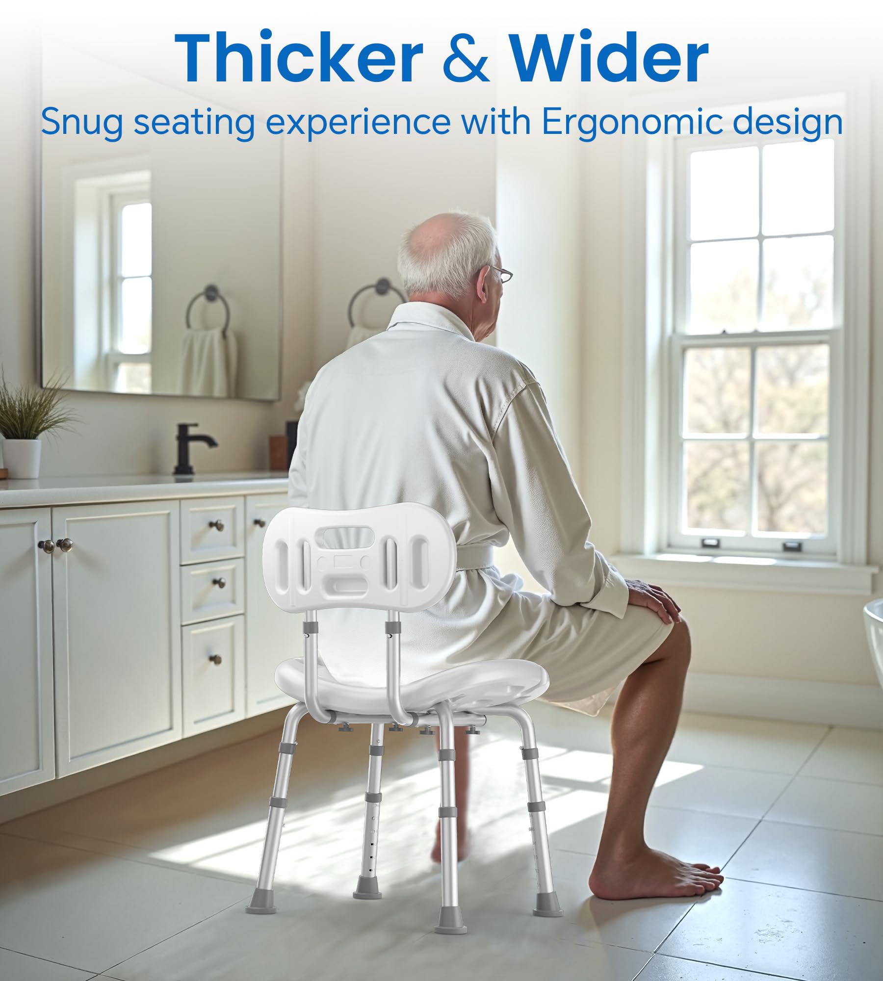 **Adjustable Height Shower Chair with Removable Back – Non-Slip Heavy Duty Bath Seat for Elderly & Disabled – FSA/HSA Eligible – Supports 350 lbs – Ideal for Bathtub & Shower Safety (White)**    *(Perfect for seniors, post-surgery recovery, and mobility assistance – enhances bathroom safety and independence.)*