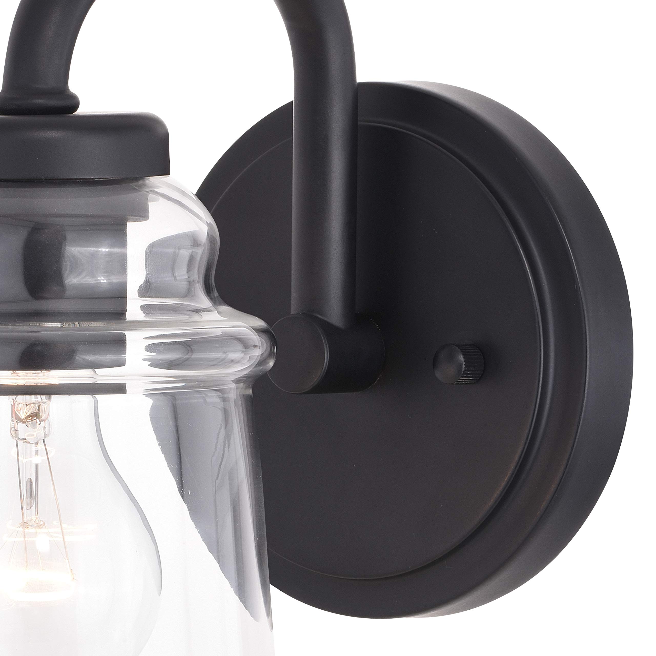 Toledo 1-Light Black Industrial Bathroom Vanity Light Fixture with Clear Glass Shade - Perfect for Modern Farmhouse, Loft & Industrial Style Bathrooms