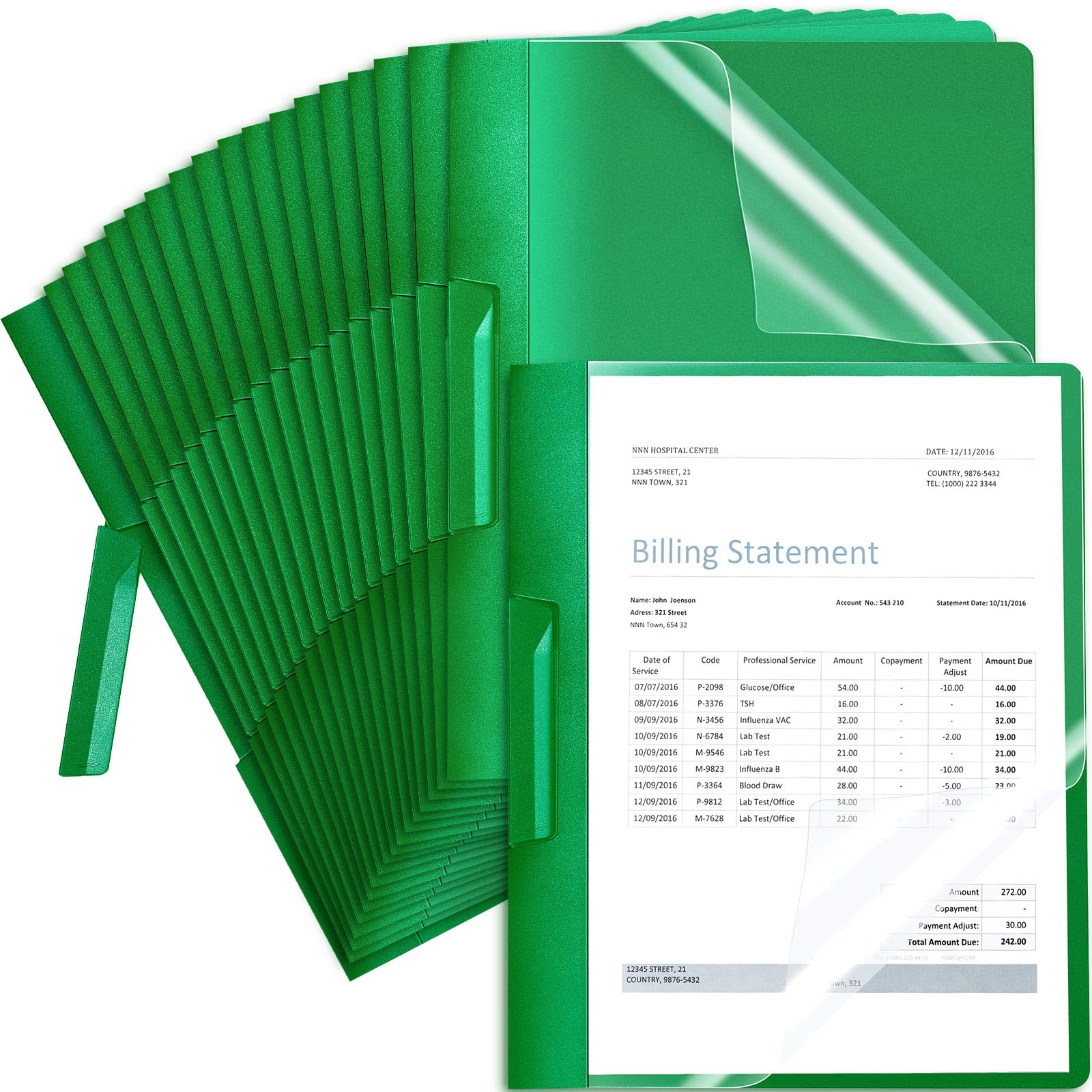 Maitys 25 Pack Clear Report Covers with Clip - 11.4 x 9 Inch Transparent Presentation Folders, Portfolio & Resume Folders for Letter Size Documents (Green) - Perfect for Job Interviews, School Projects & Office Organization