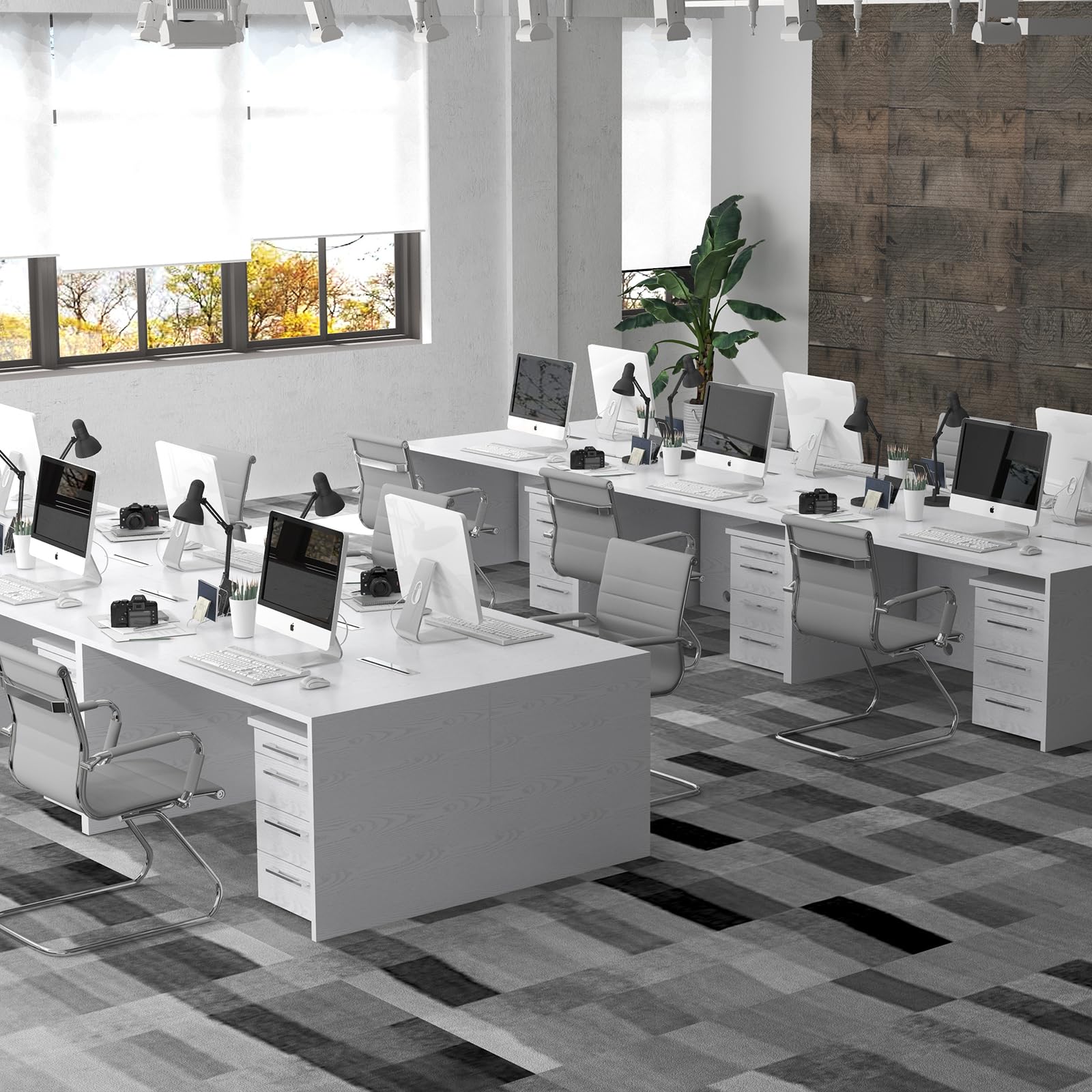 Premium Heavy Duty Office Chair - Ergonomic Leather Conference & Guest Chair with Lumbar Support - Set of 2 (Grey) - Ideal for Reception Areas, Meeting Rooms & Home Offices