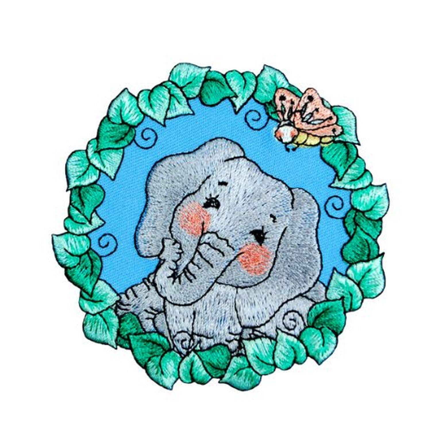 Expo Iron-on Embroidered Applique Patches - BaZooples Elsie Elephant Design for DIY Crafts, Jackets & Backpacks | Perfect for Customizing Clothes, Hats & Accessories