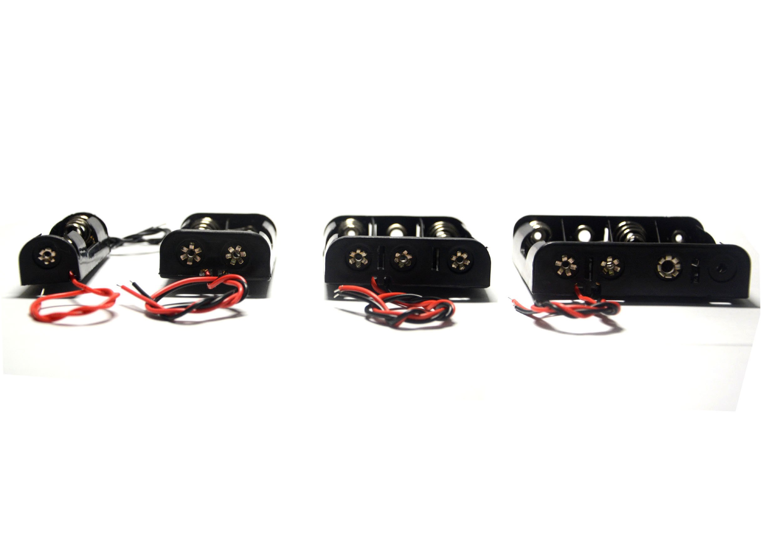 4-Pack AA Battery Holder Bundle - Single, 2, 3 & 4 AA Battery Holders with Wires & Leads | Durable Plastic Battery Cases for DIY Electronics, Robotics & Science Projects | Perfect for Arduino, LED Lights & Circuit Prototyping
