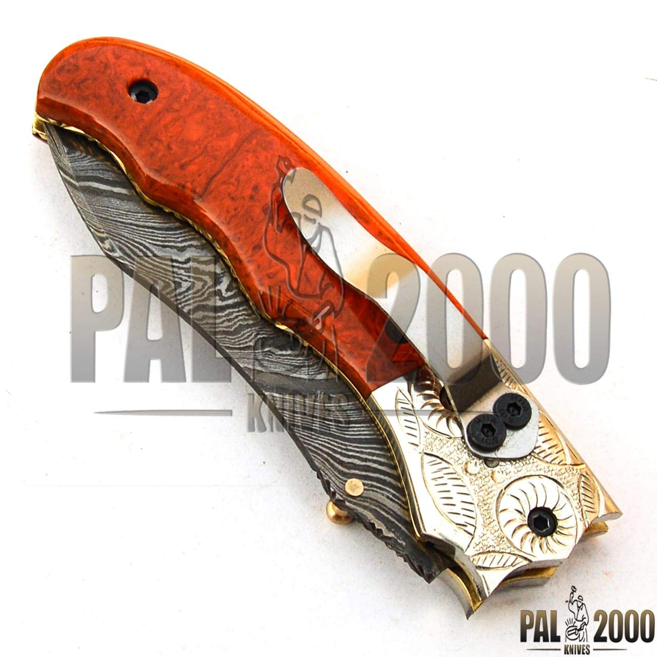 Handmade Damascus Steel 8-Inch Folding Pocket Knife - PAL 2000 KNIVES POC-9612 - Perfect for Camping, Hiking, and Outdoor Survival Gear
