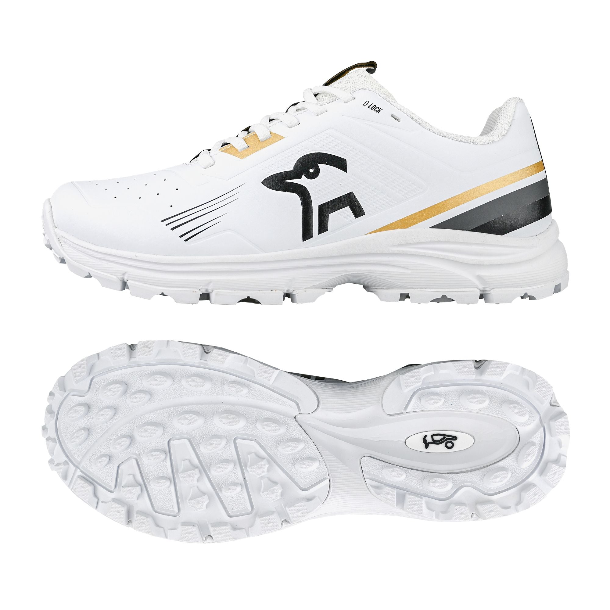 Kookaburra KC 3.0 Rubber Shoes for Men & Women - White/Gold - Cricket & Sports Footwear 2025 - Perfect for Indoor & Outdoor Games