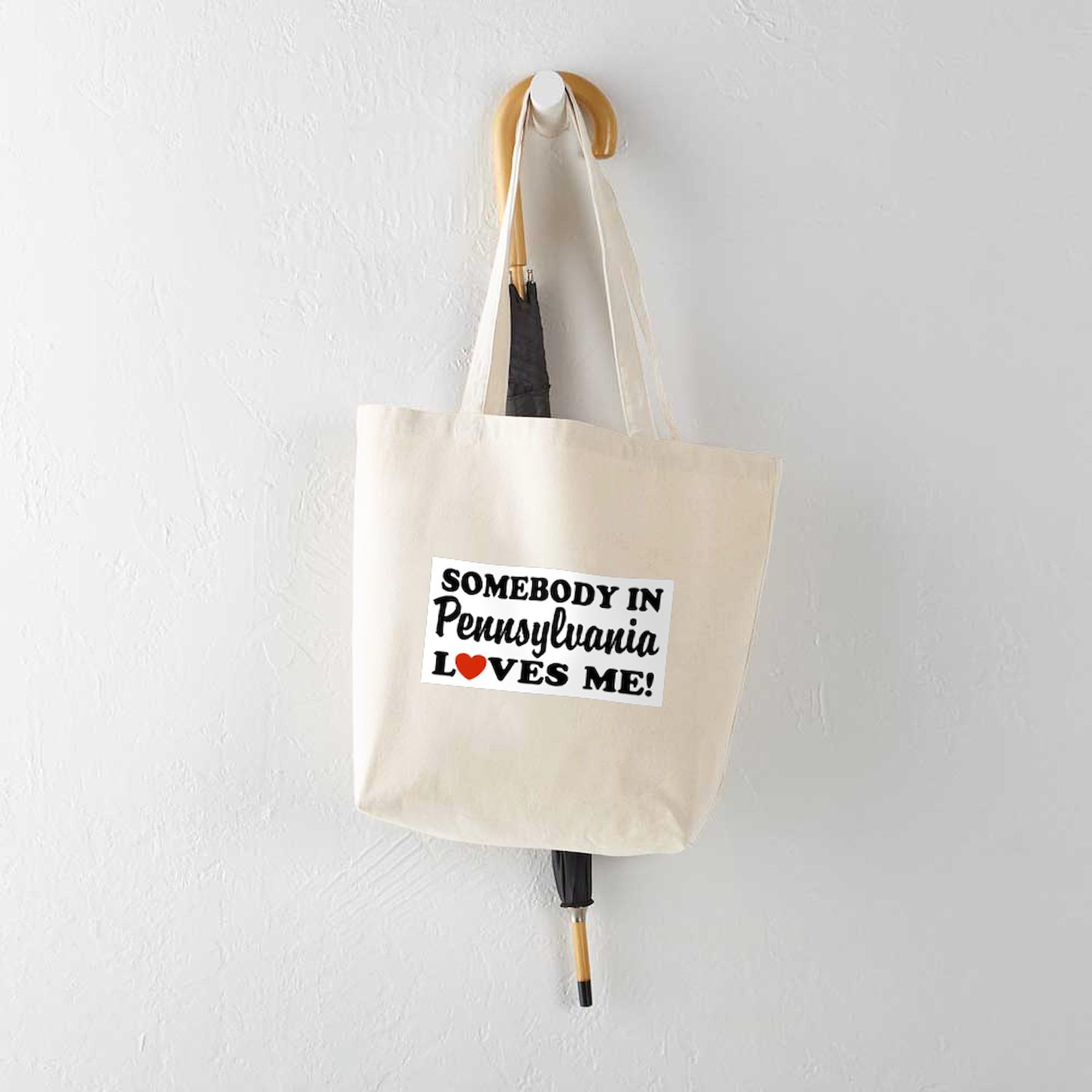 Somebody In Pennsylvania Loves Me Natural Canvas Tote Bag - Reusable Grocery Shopping Bag for Women & Men - Perfect for Farmers Market, Beach Trips & Everyday Use