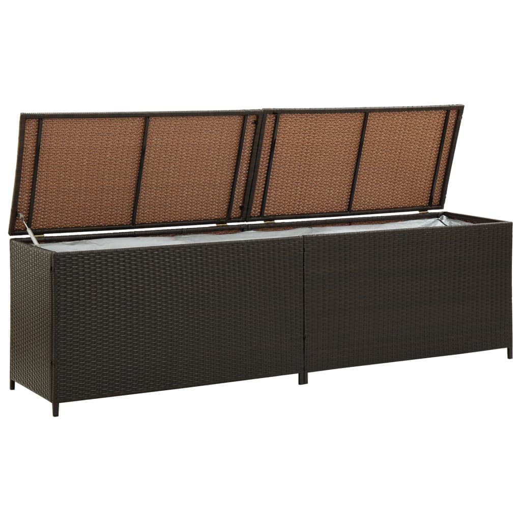 Weather-Resistant Brown Poly Rattan Outdoor Patio Storage Box 78.7